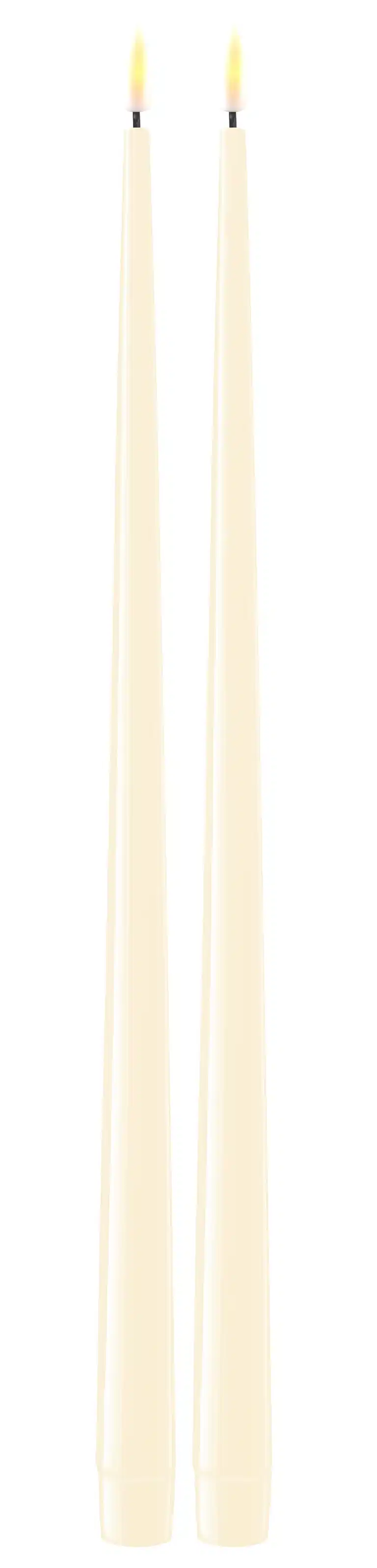 Deluxe LED shiny dinner candle H38 cream