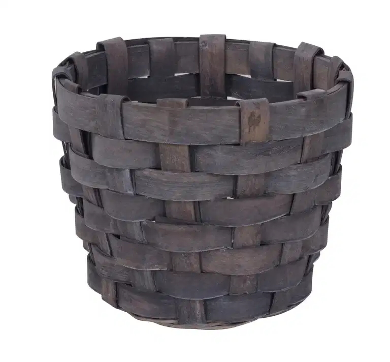 Basket wood  D21 H17 grey