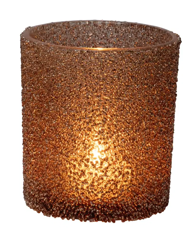 Pearls candle holder H10 brown