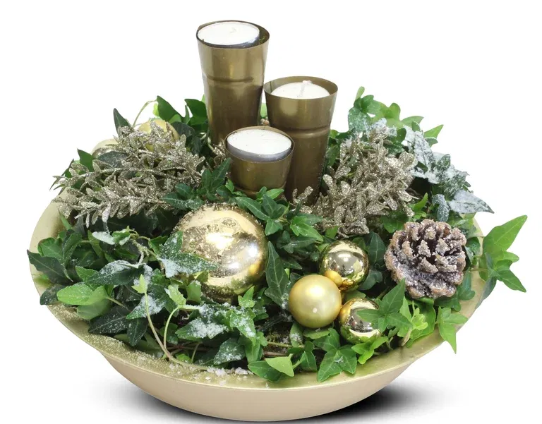 Christmas dec. with three candles