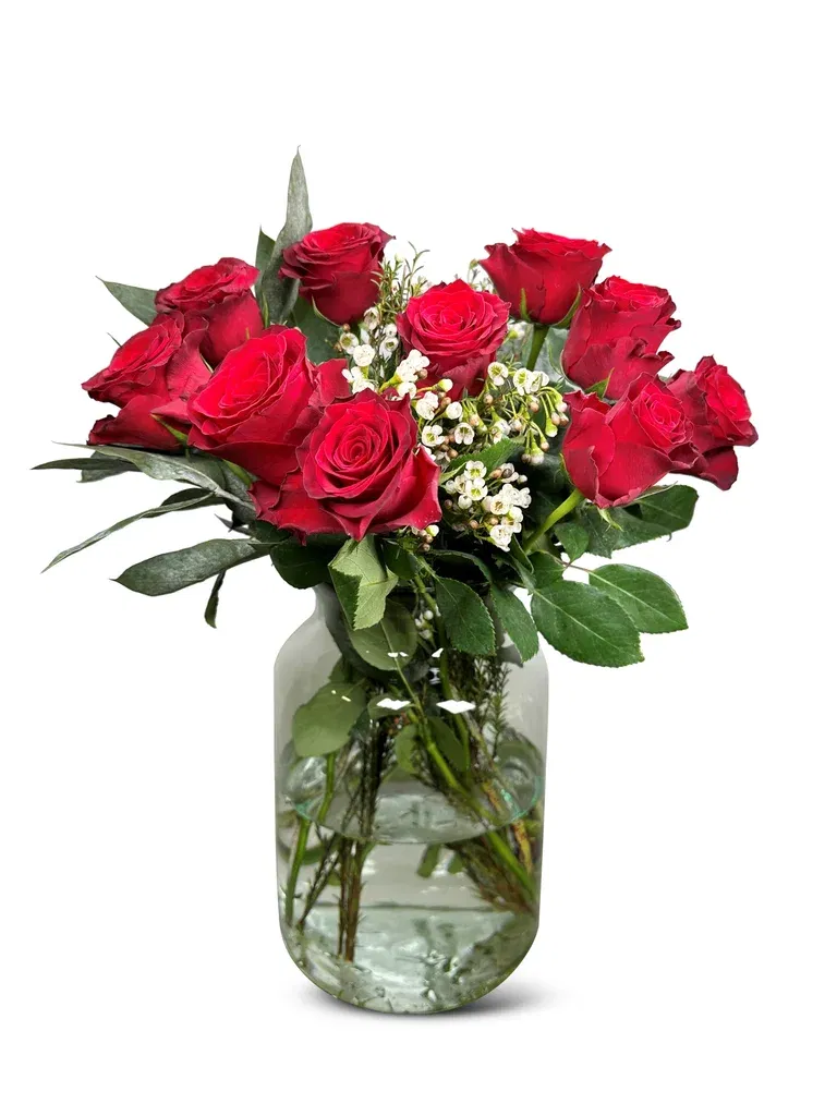 Bukett med røde roser