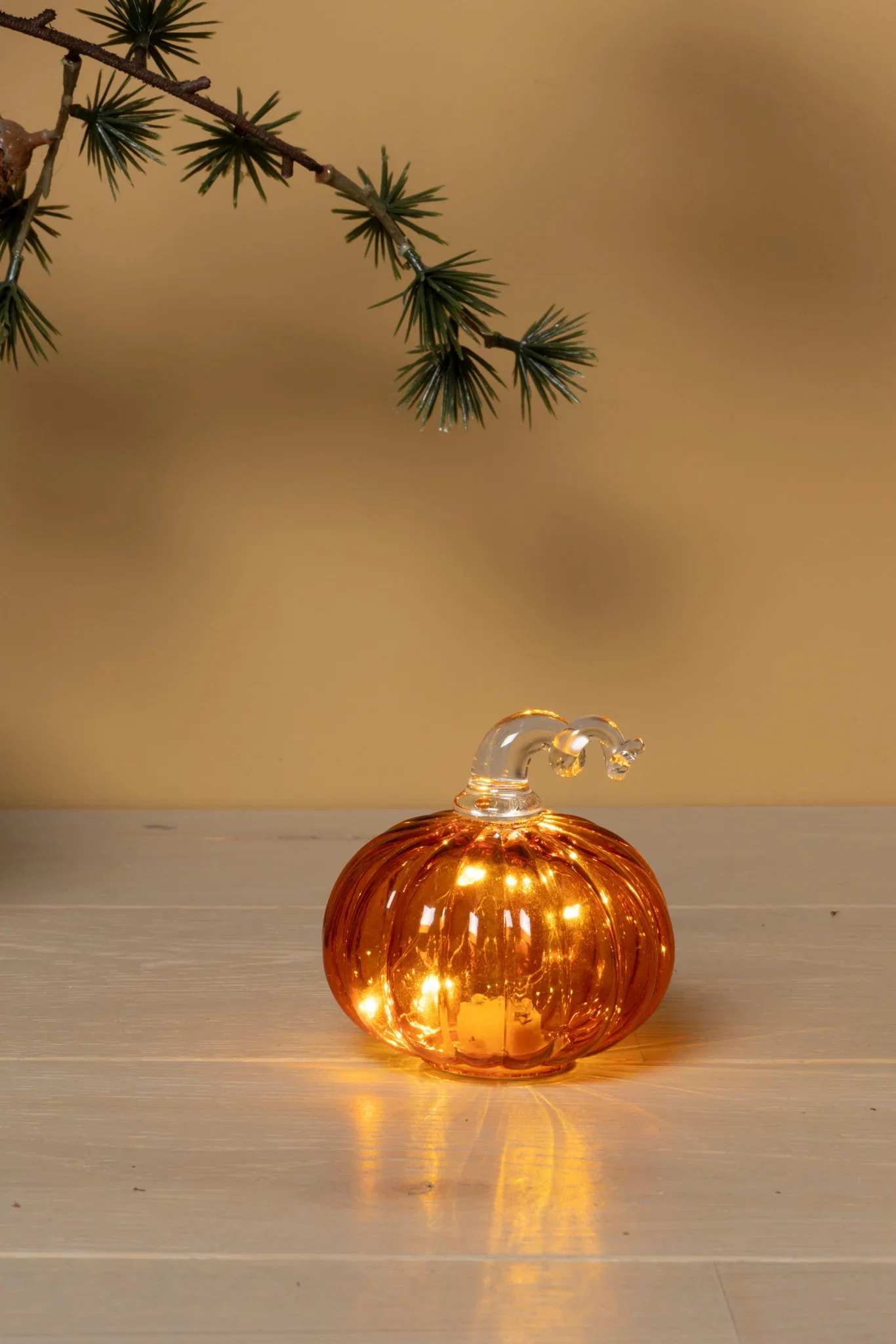 Halloweenpynt Glassgresskar med LED-lys