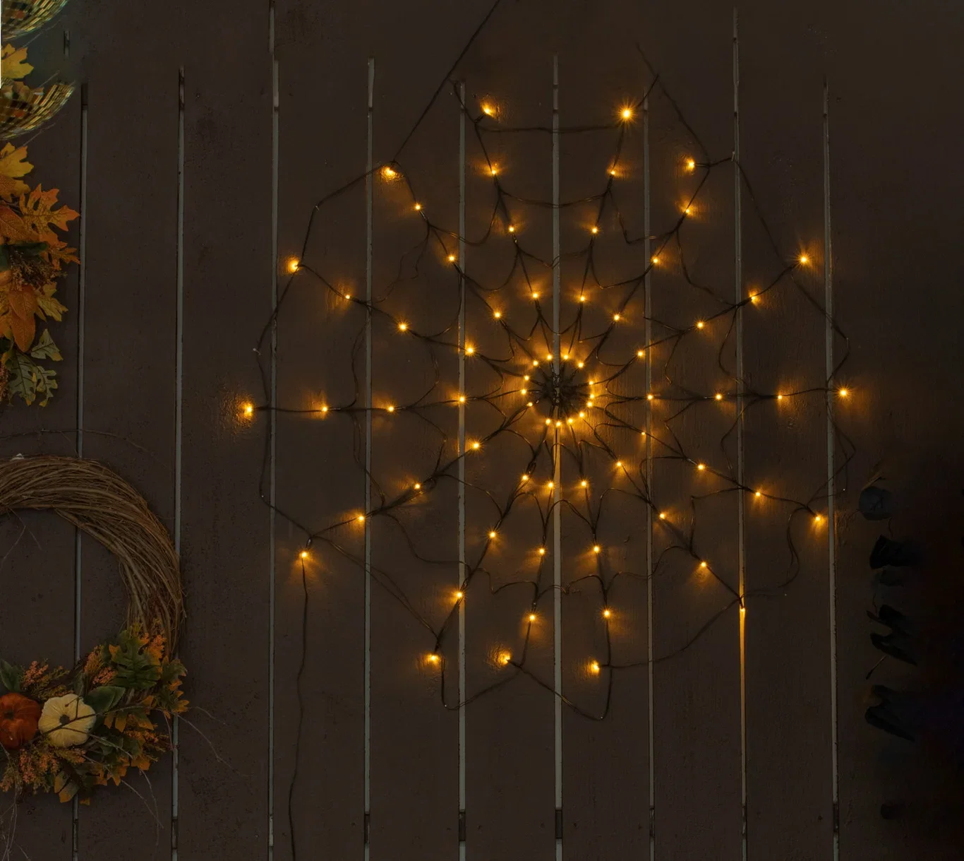 Halloweenpynt Spindelvev med LED-lys