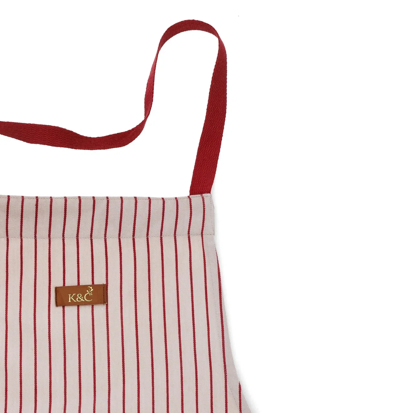 K&C Kitchen Apron with pocket Red and Beige