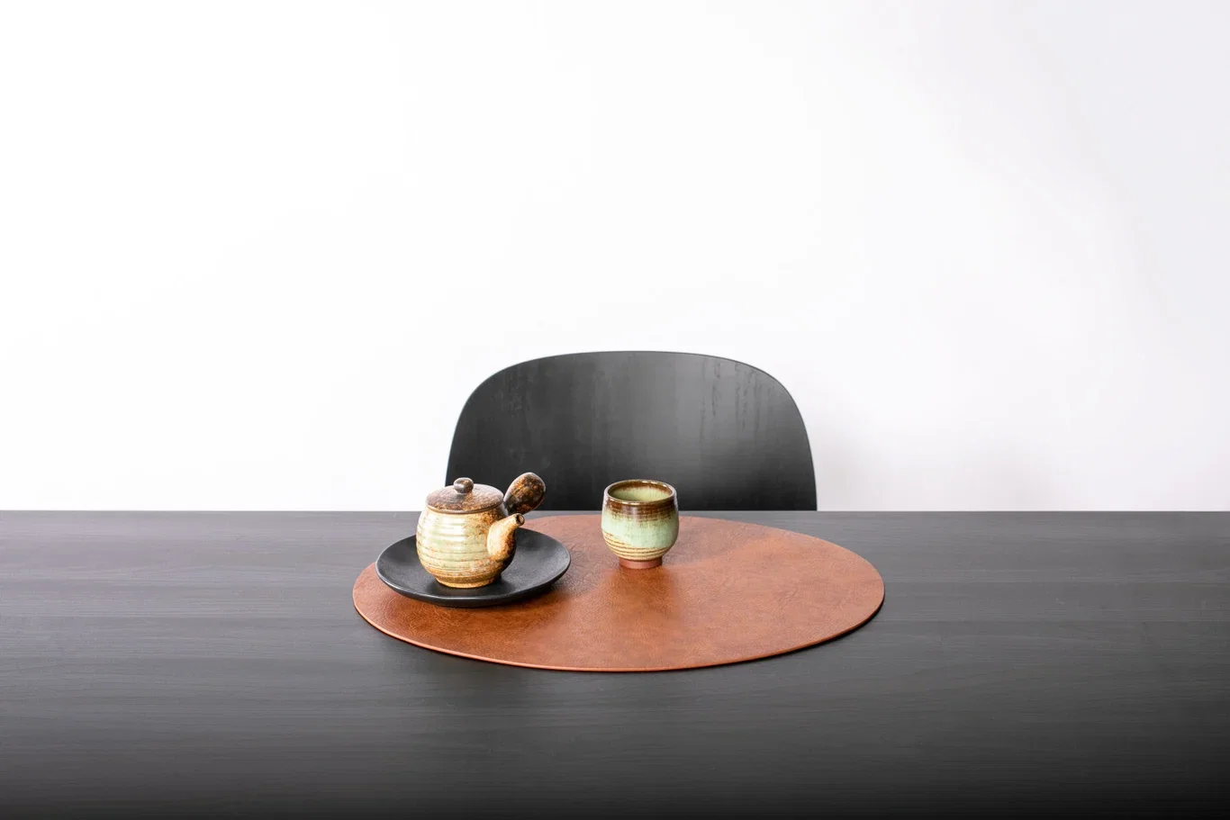 Placemat Artificial Leather Oval Caramel