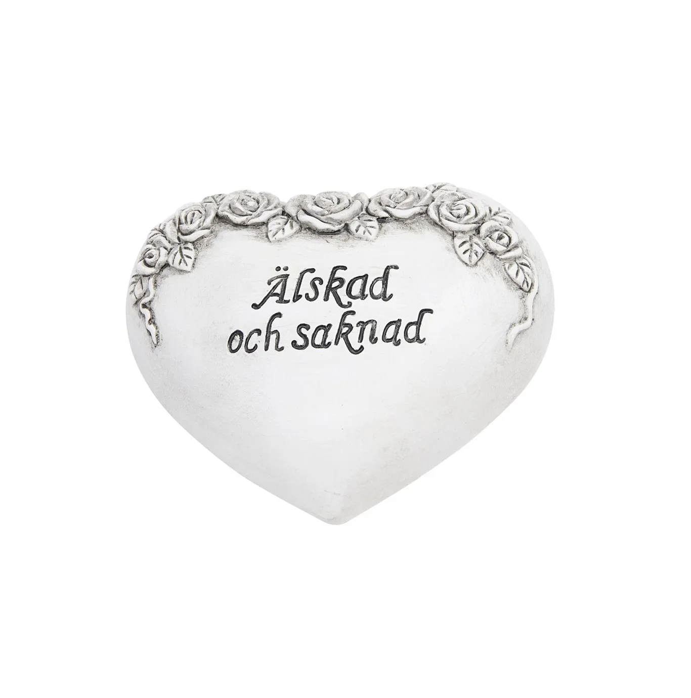 Heart with text Älskad och Saknad grey