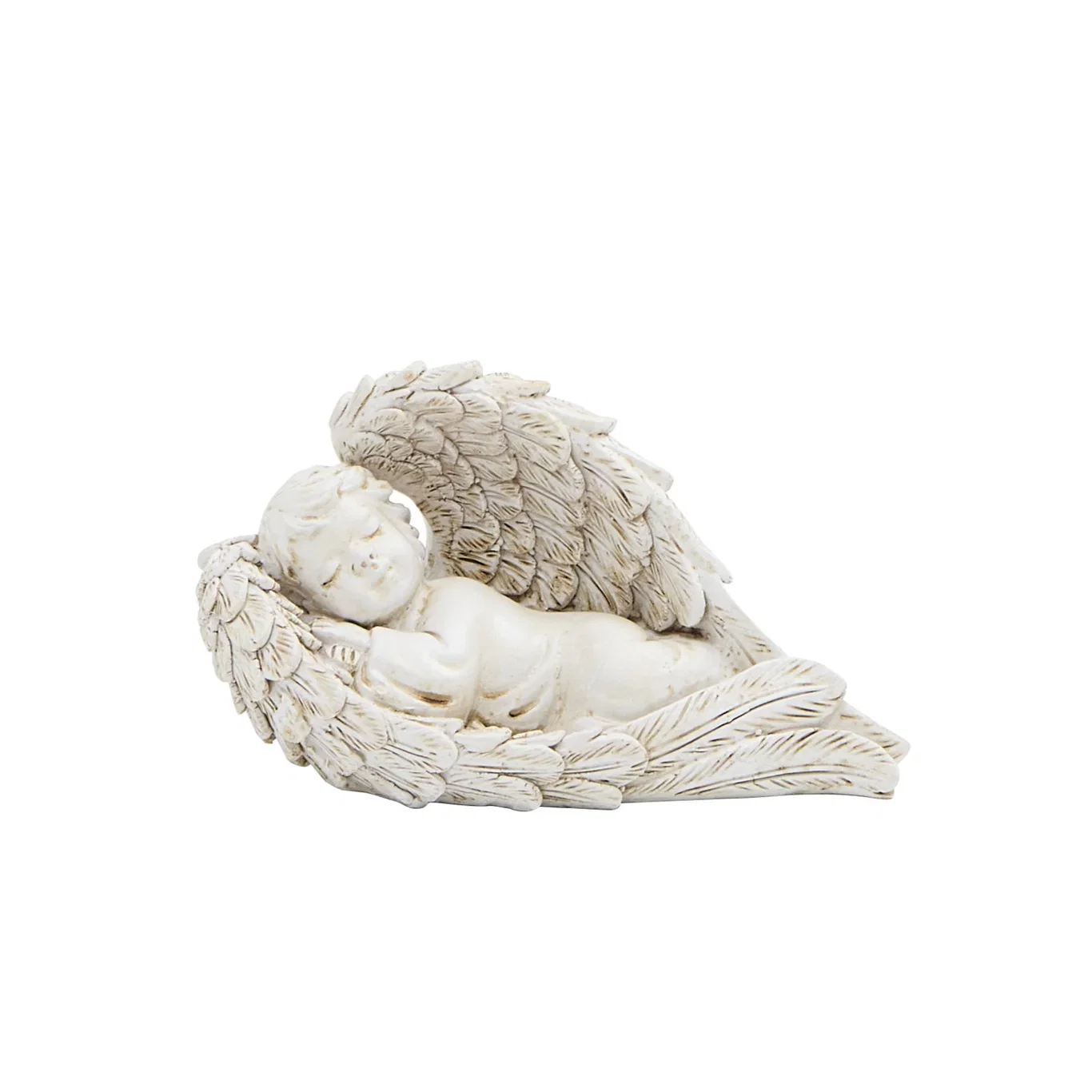 Angel sleeping in wings 15x8x6 beige