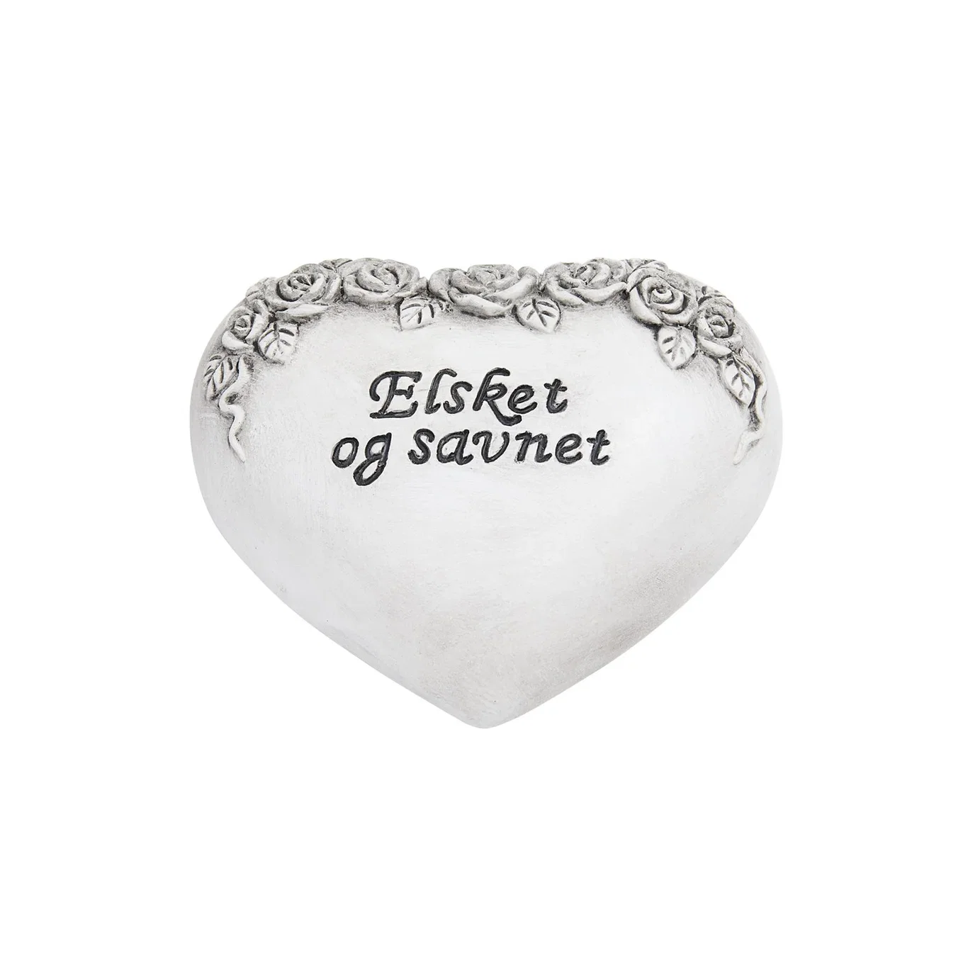 Heart with text Elsker og savnet grey