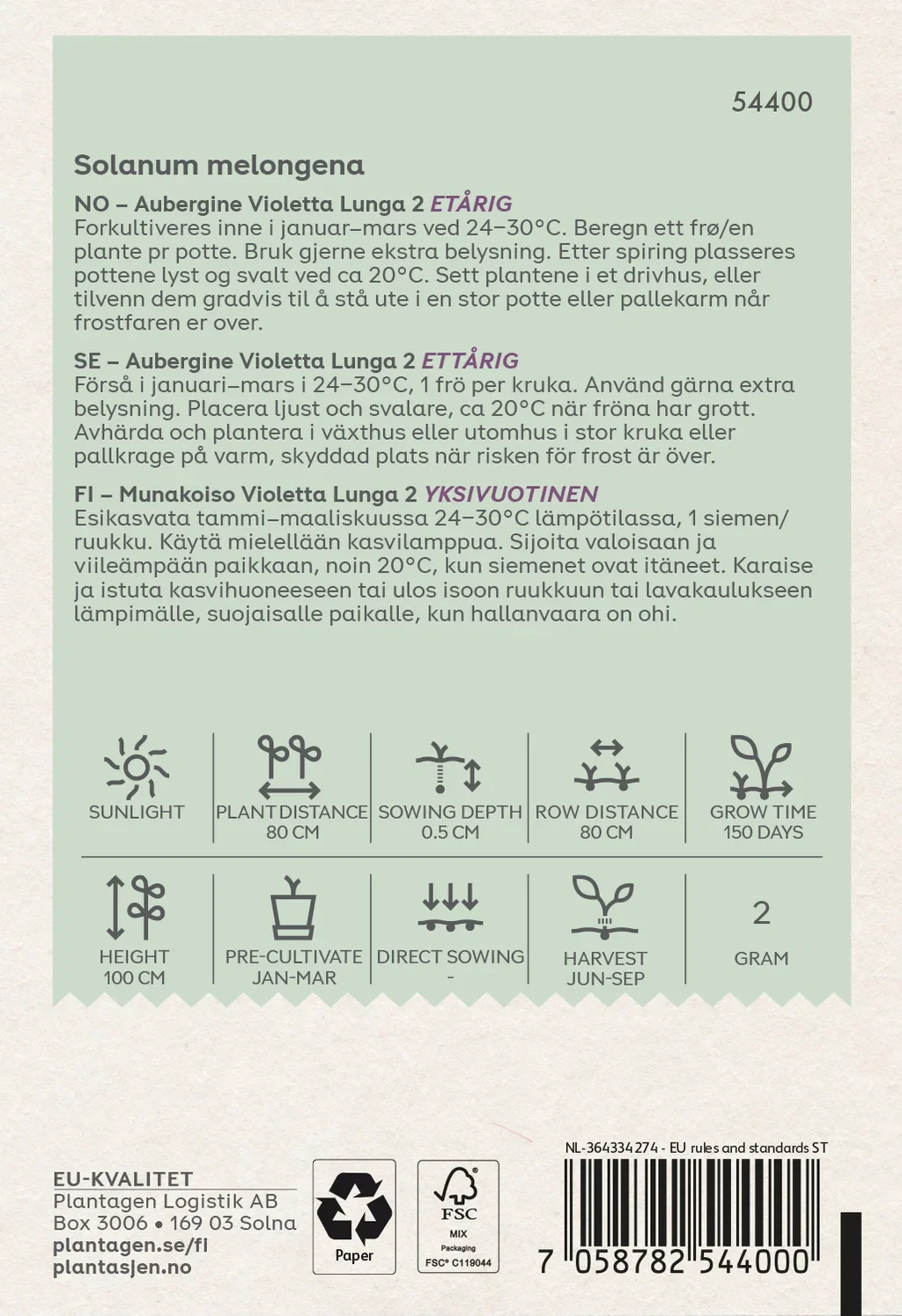 Aubergine 'Violetta Lunga 2'