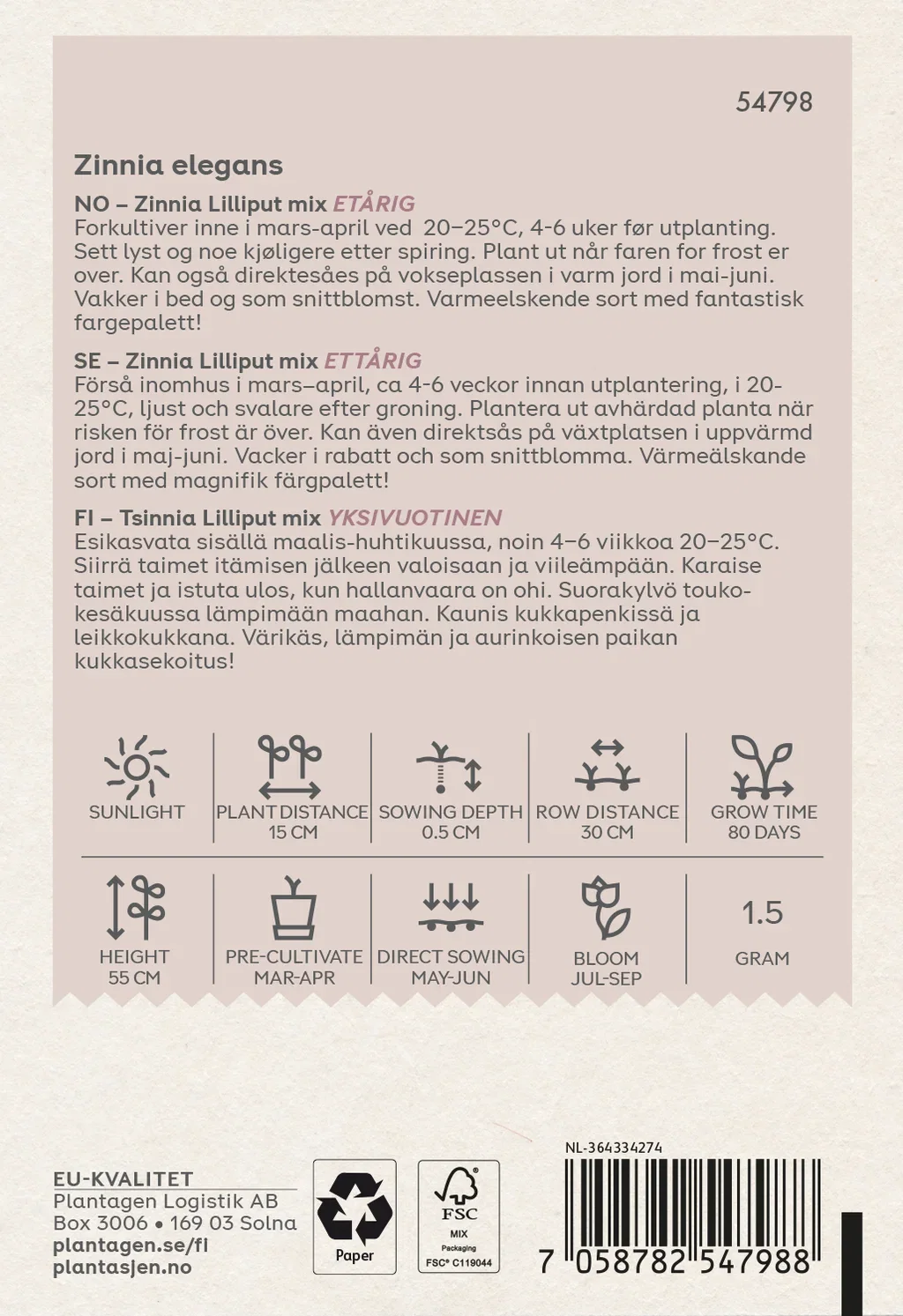 Zinnia 'Lilliput Mix'