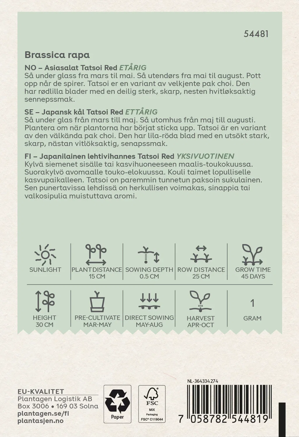 Asiasalat 'Tatsoi Red'