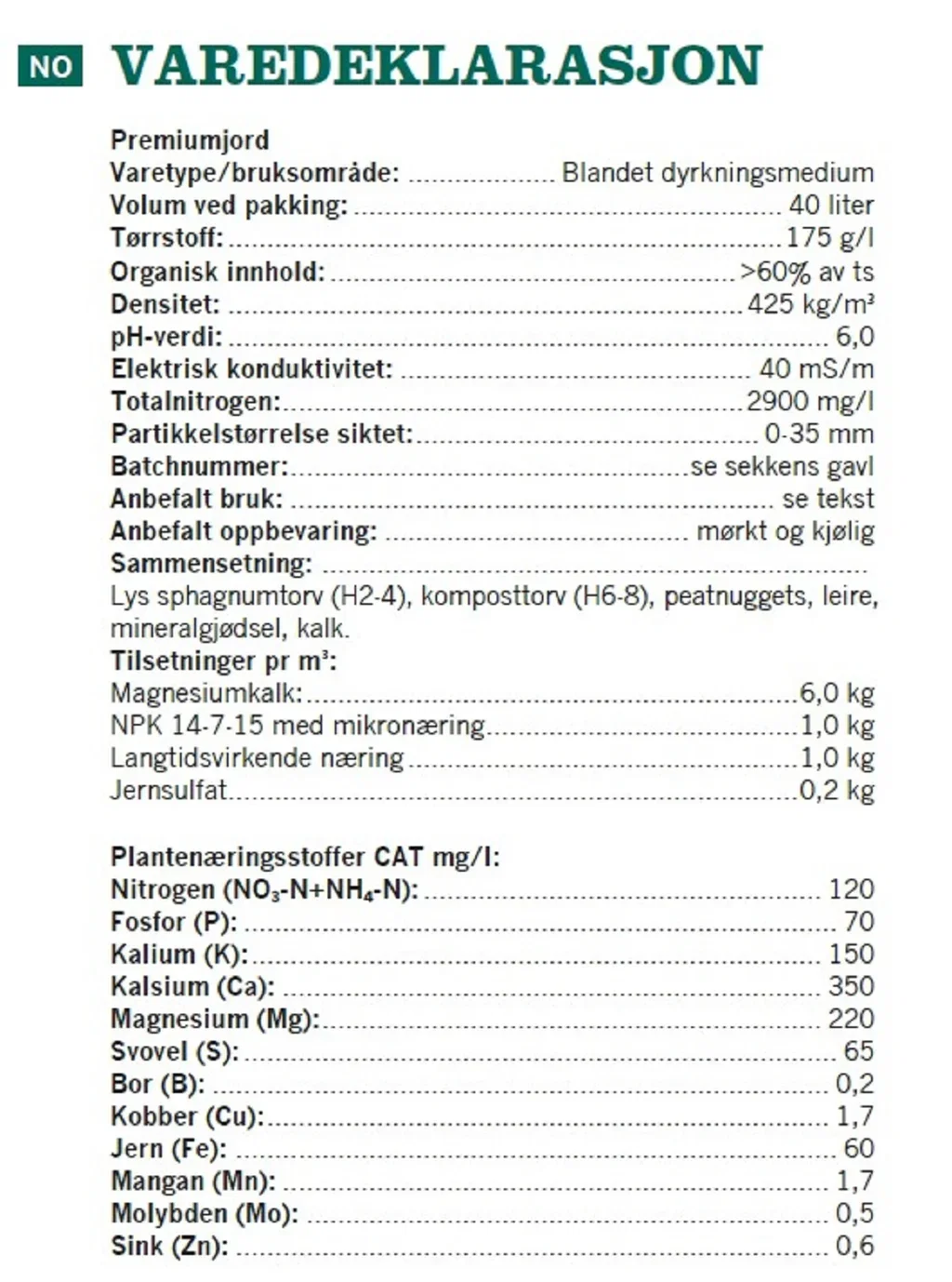Premium soil 40L NO