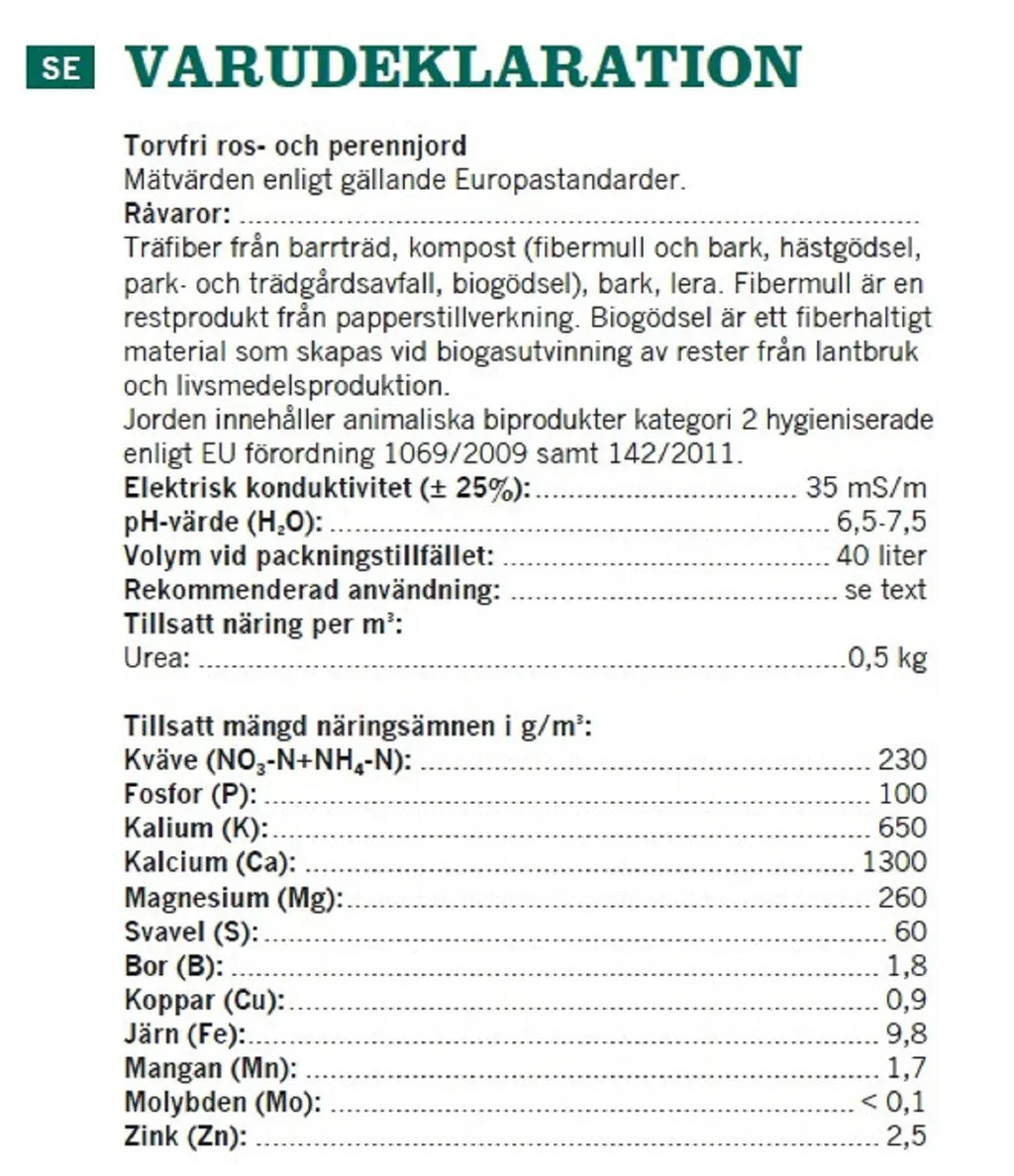 Peat free rose & p soil 40L SE