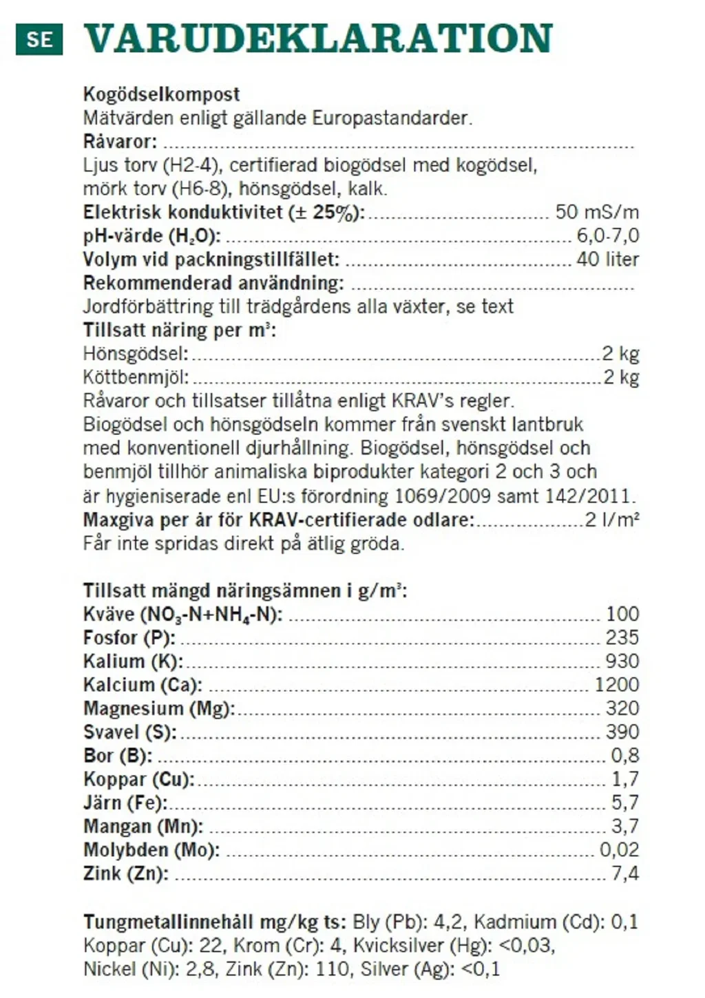 Kompost av kumøkk KRAV