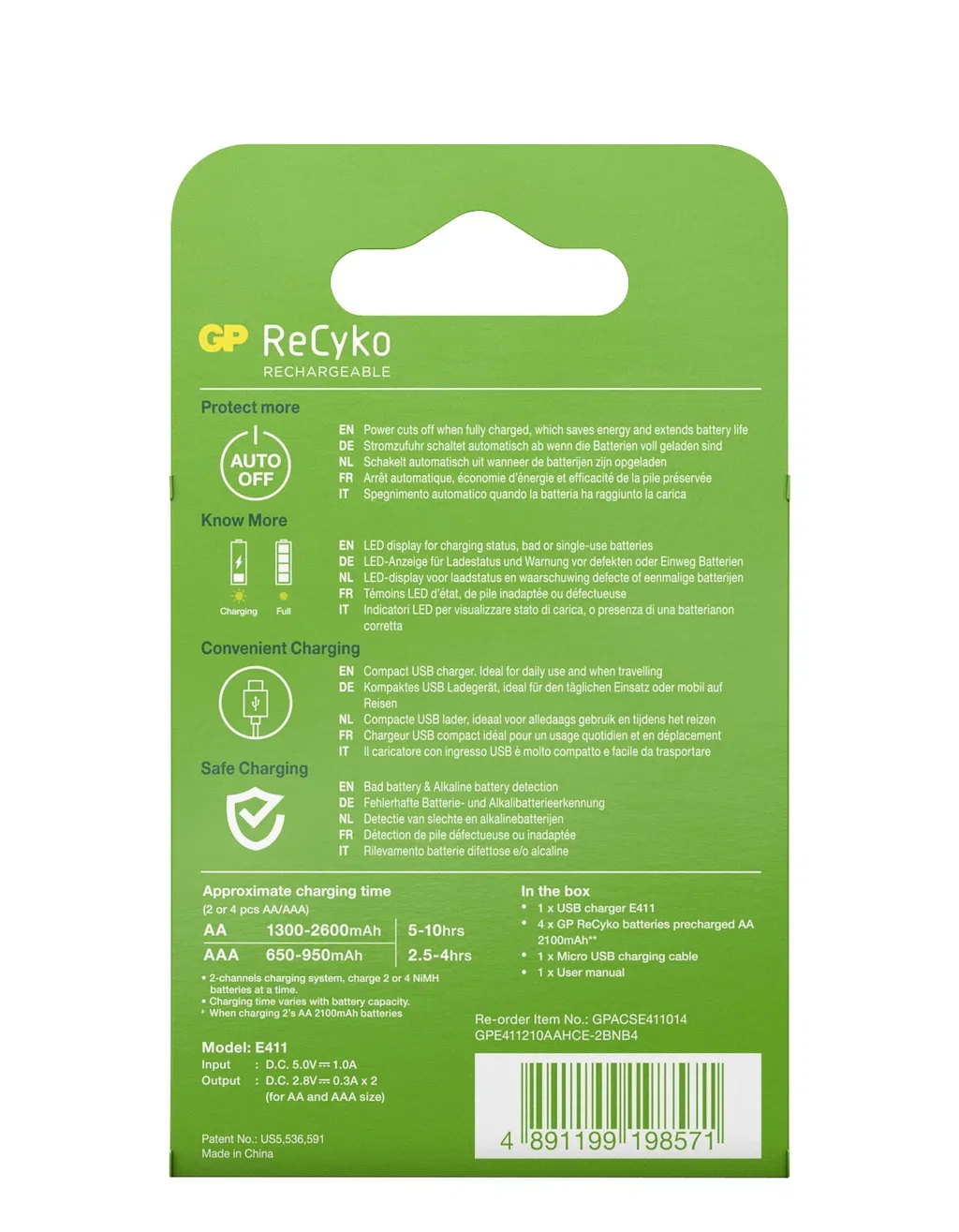 Charger incl Batteries Recyko AA