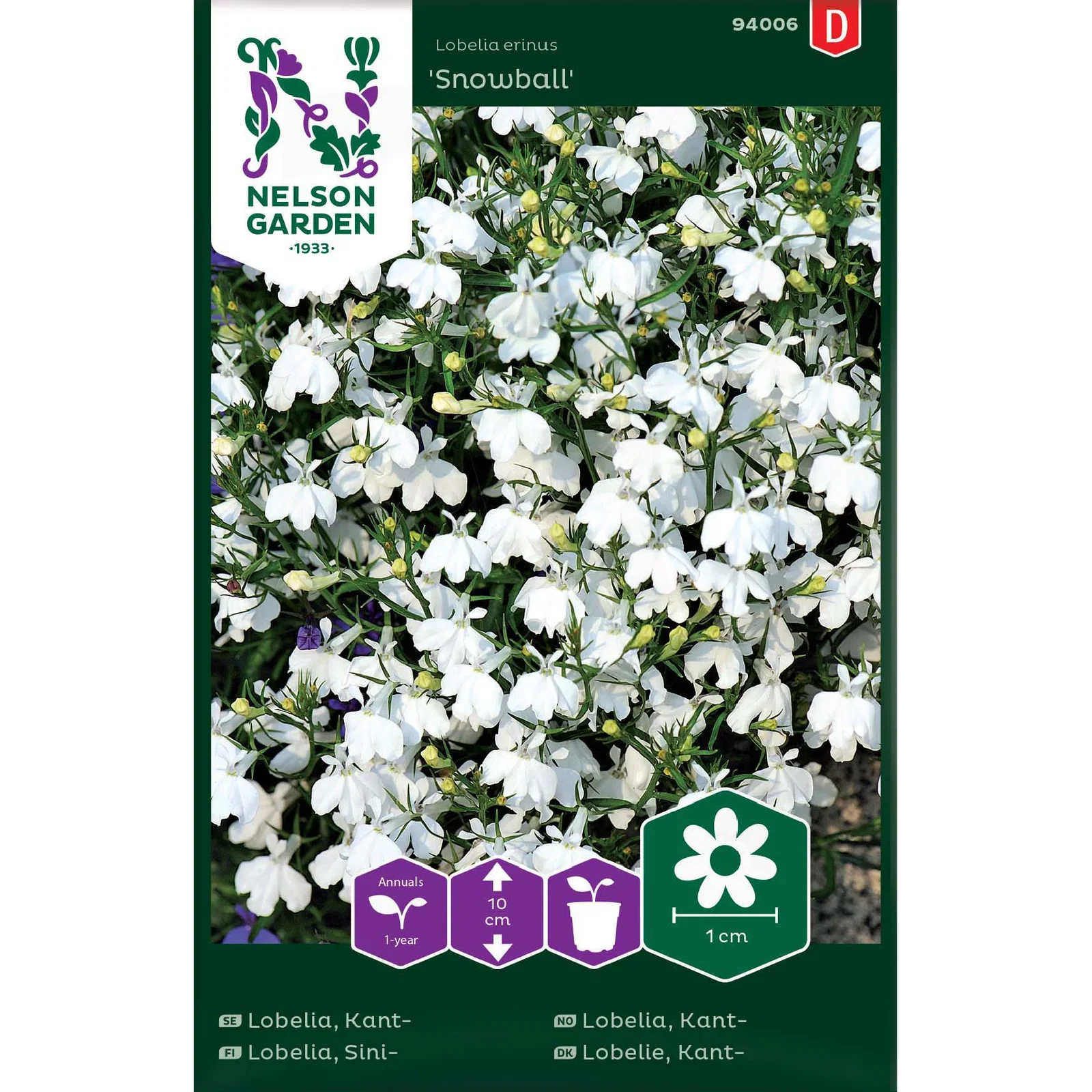 Lobelia, Kant-, Snowball, vit
