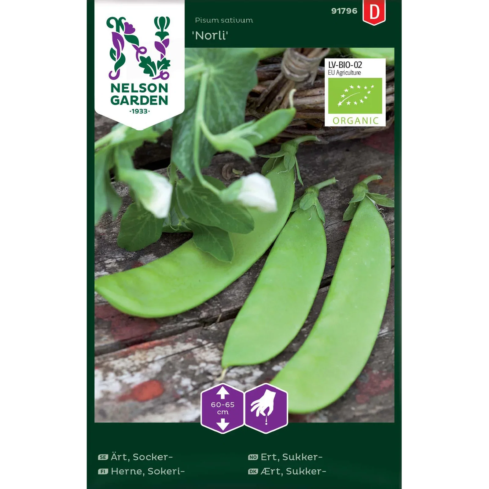 Ärt, Socker-, Norli, låg, Orga