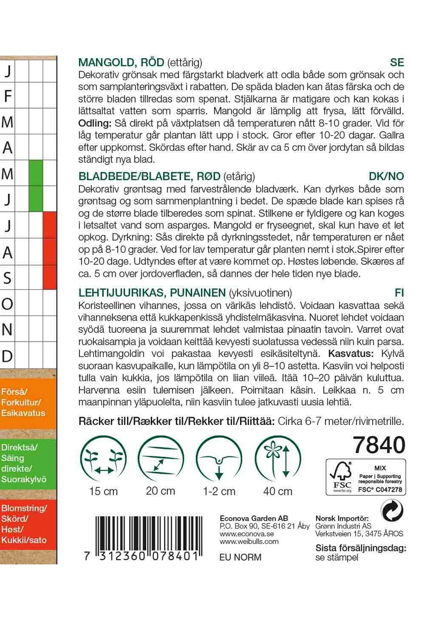 Bladbete 'Rhubarb Chard' KRAV