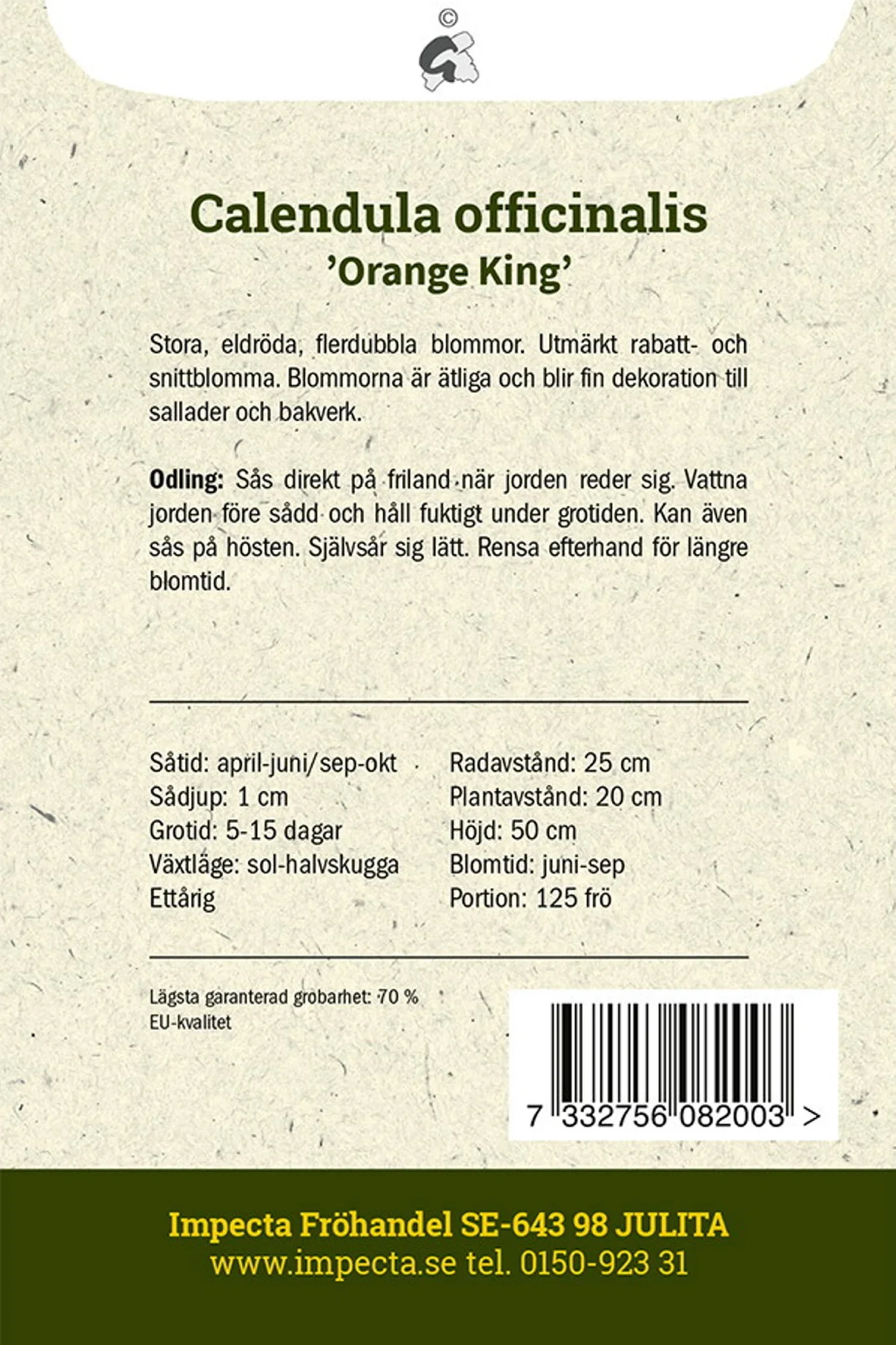 Calendula officinalis 'Orange King'