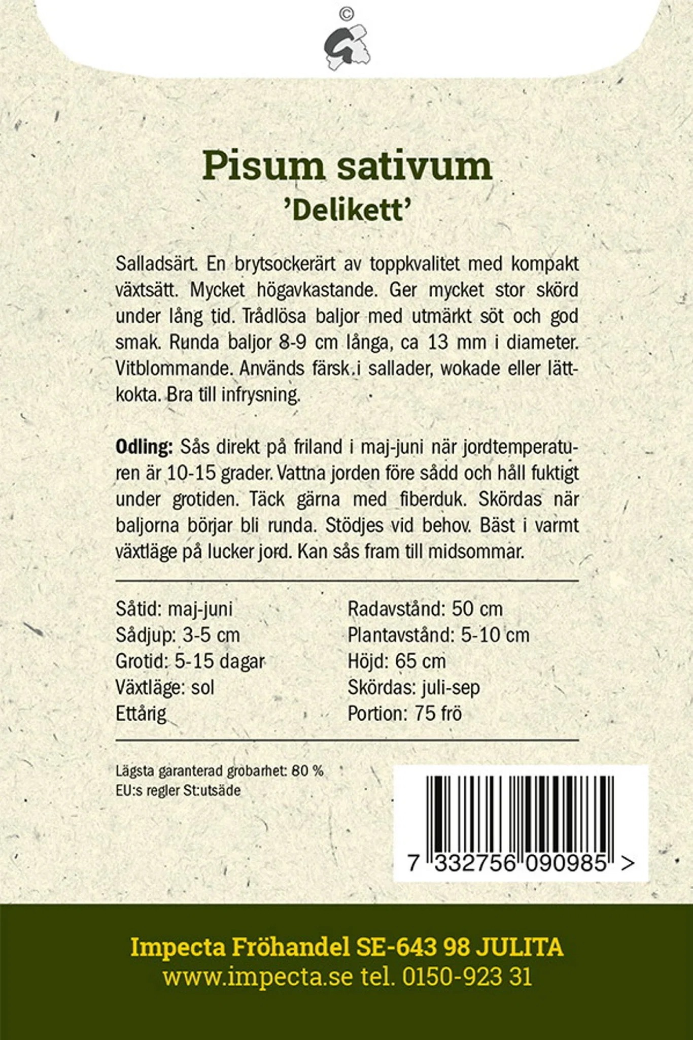 Sukkererter 'Delicett'