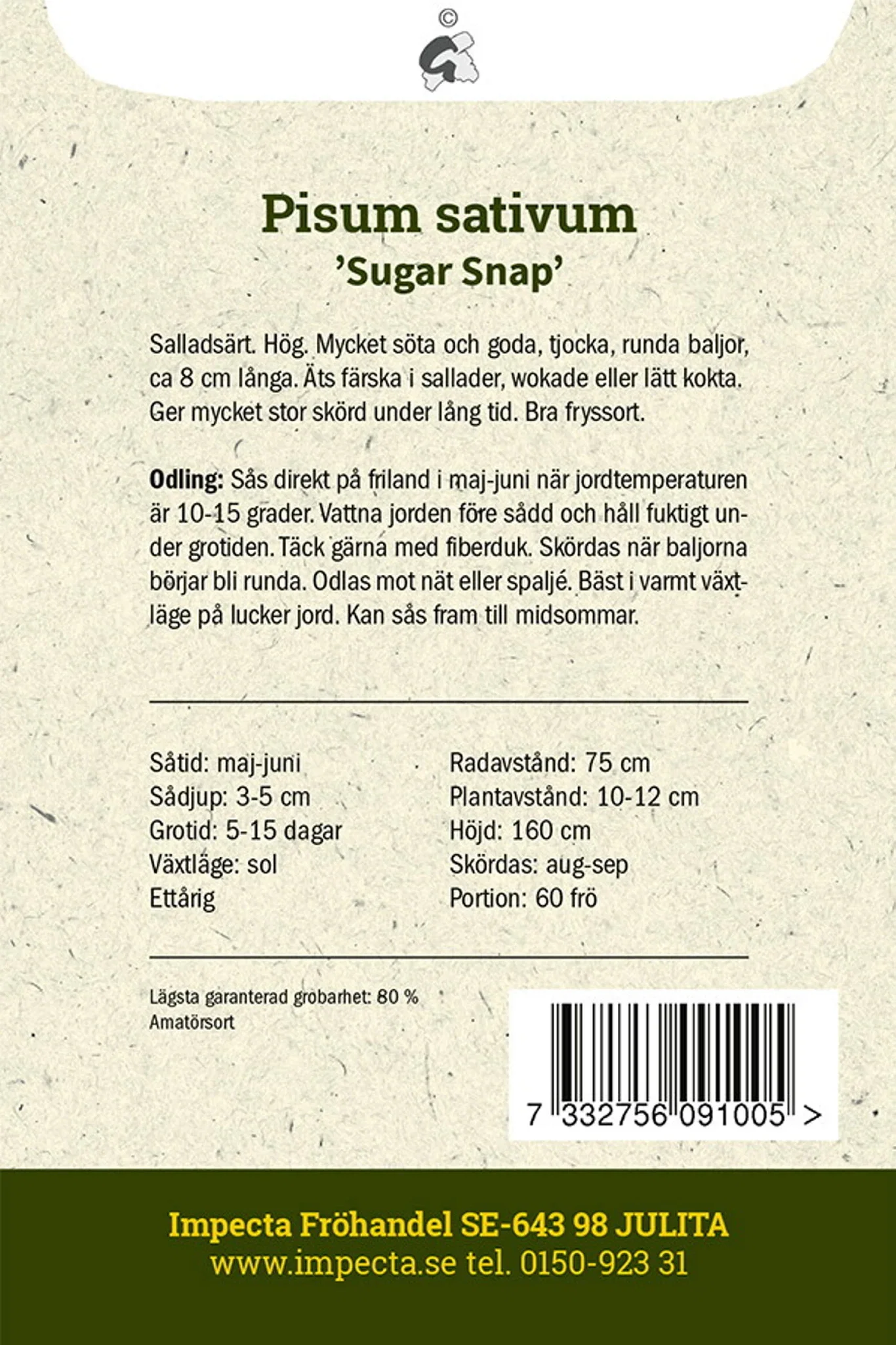 Pisum sativum 'Sugar Snap'