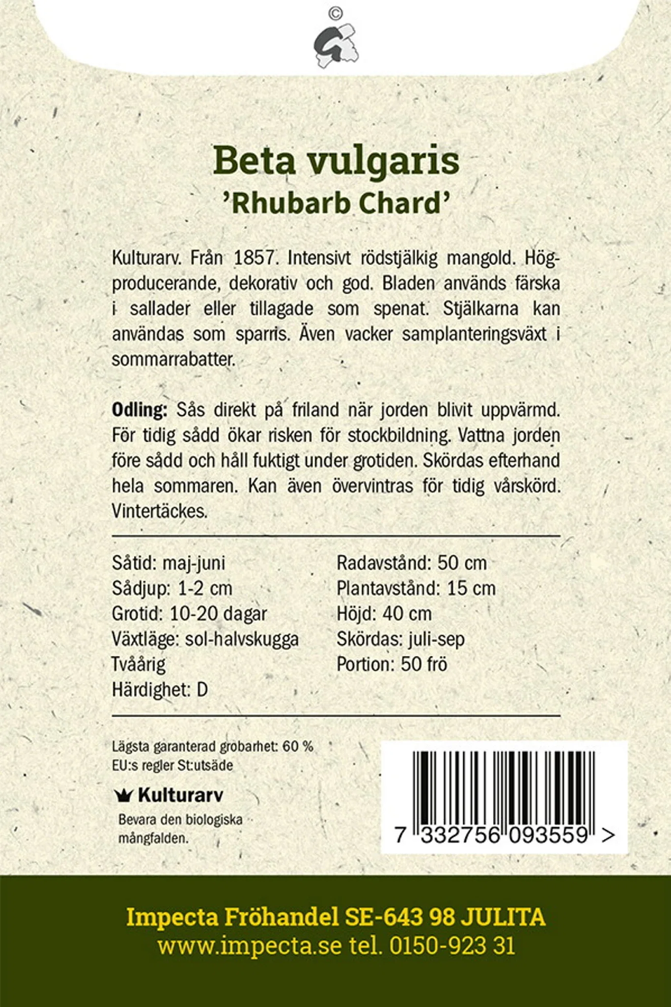 Mangold 'Rhubarb Chard'