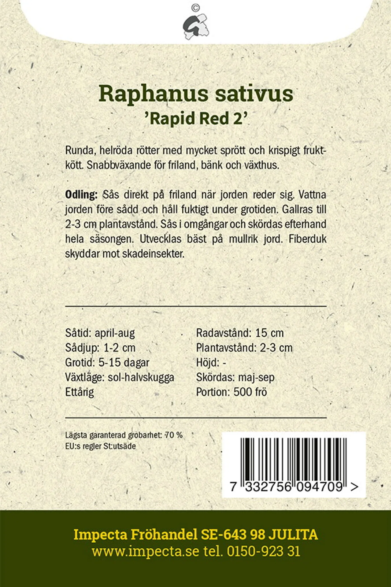 Raphanus sativus 'Rapid Red 2'