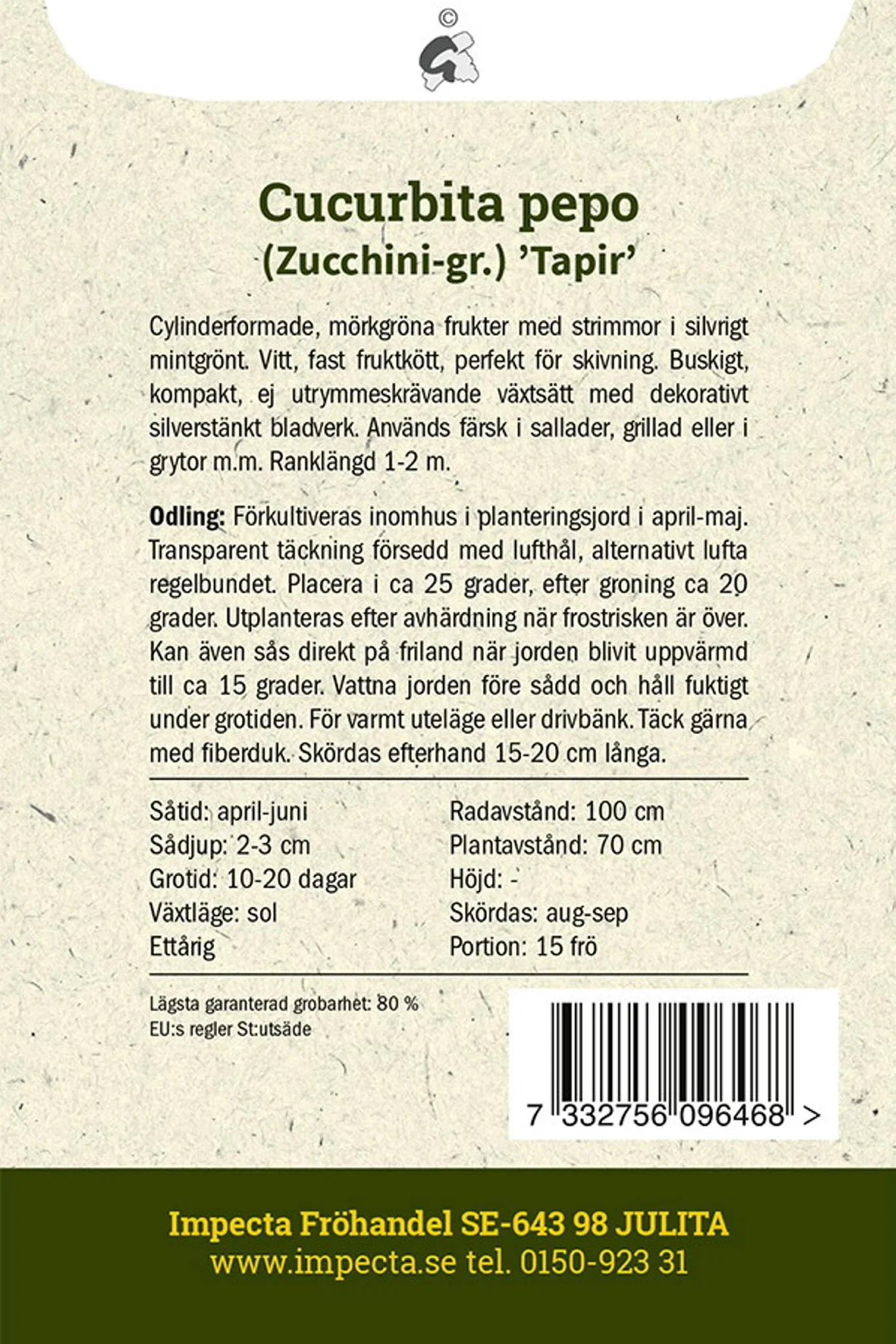 Cucurbita pepo 'Tapir'