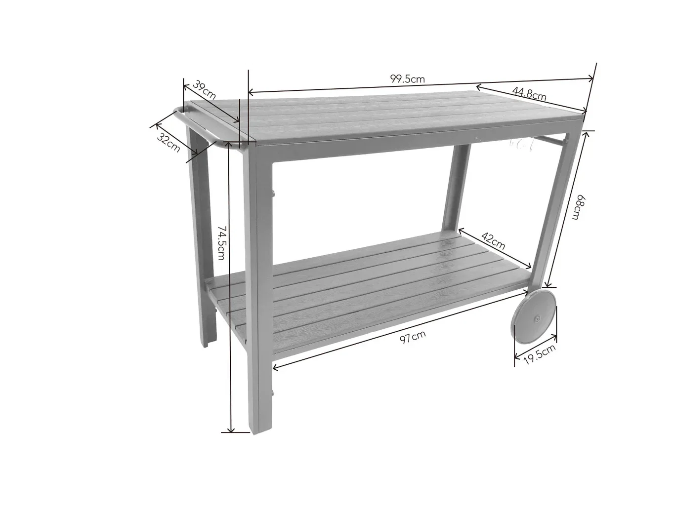 Rimini Serving Trolley w/wheels