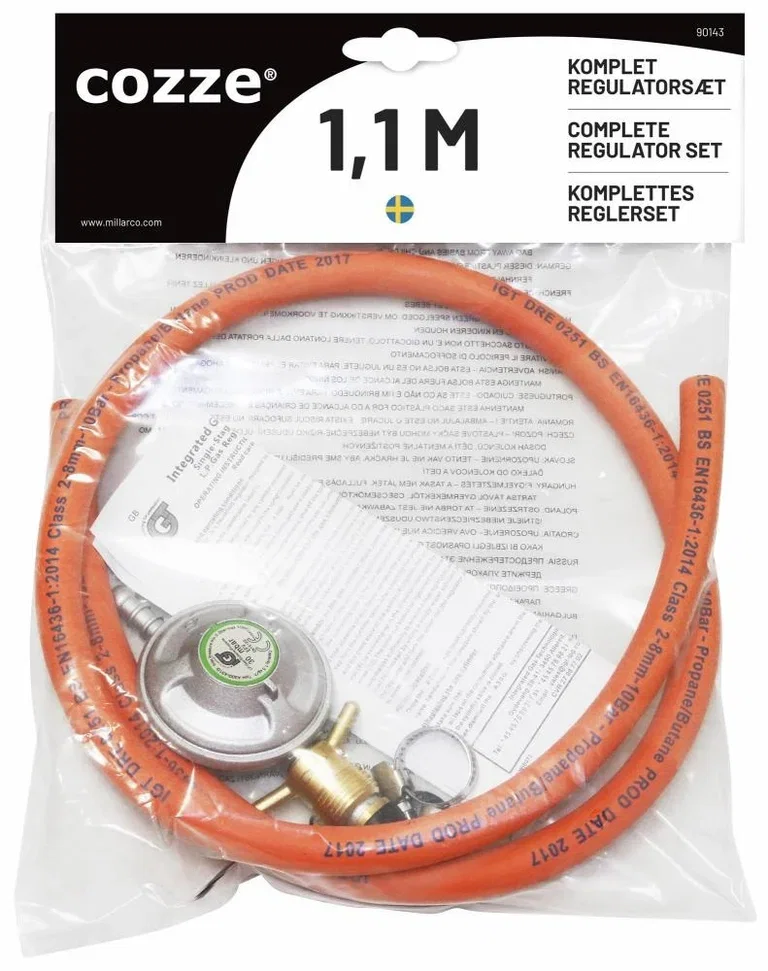 Regulator SWEDEN with hose and straps 110cm