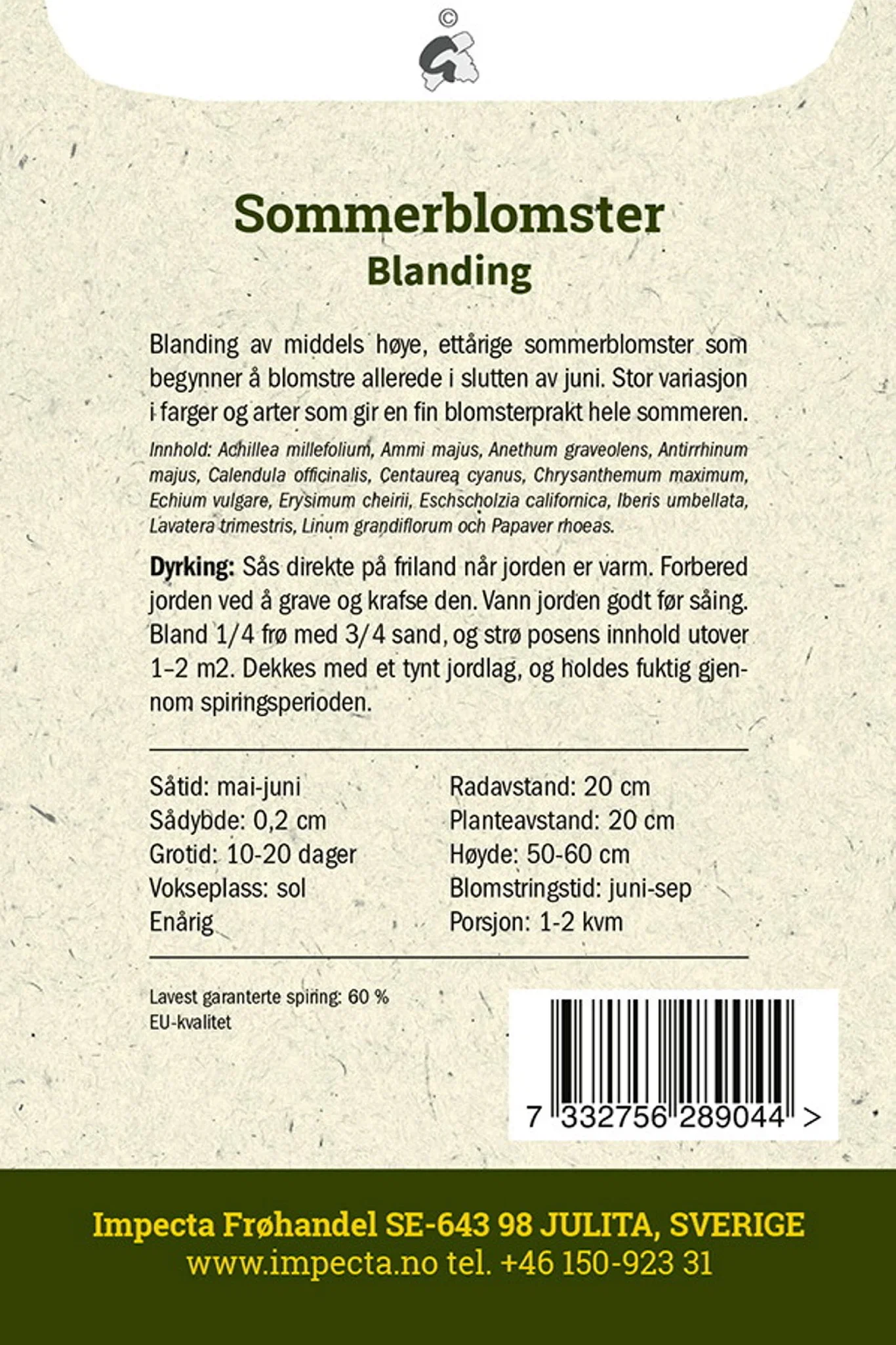 Sommerblomster, blanding