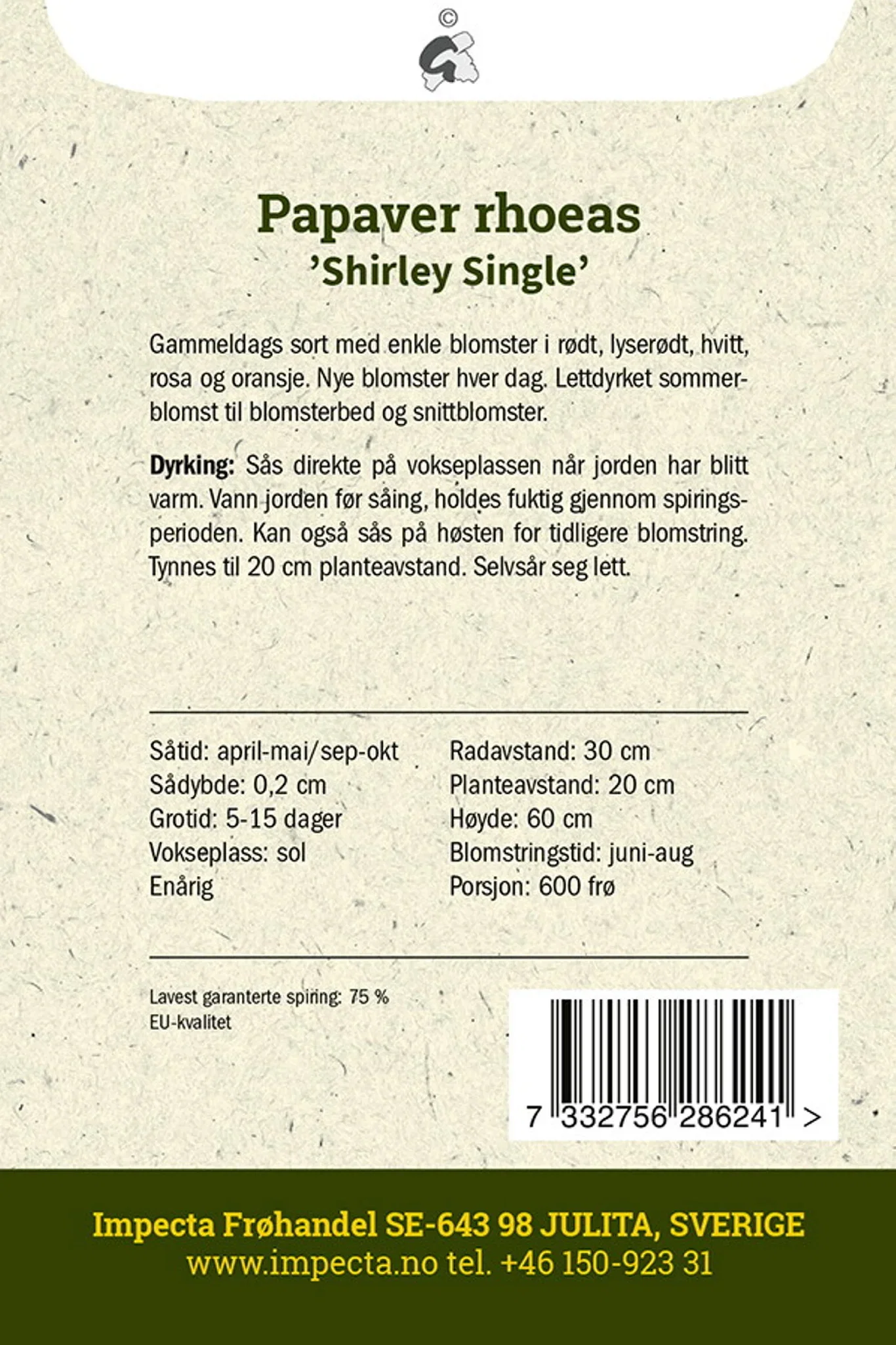 Kornvalmue 'Shirley Single'