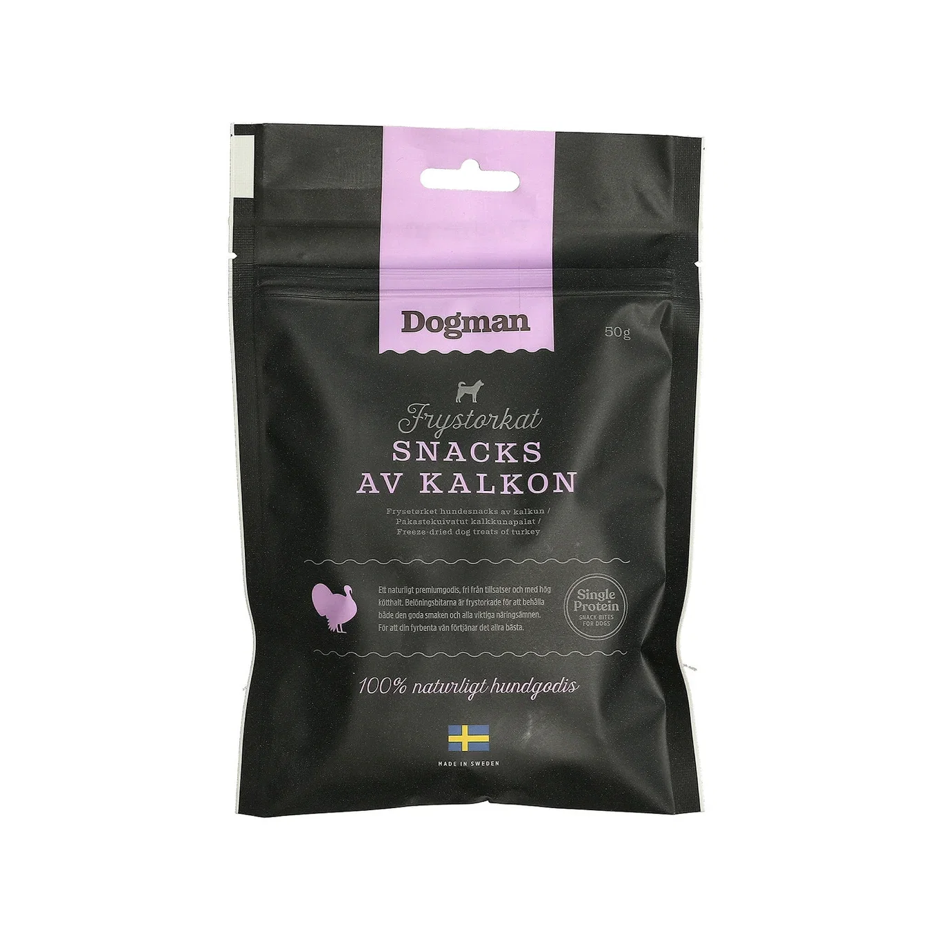 Frysetørket snacks av kalkun Dogman