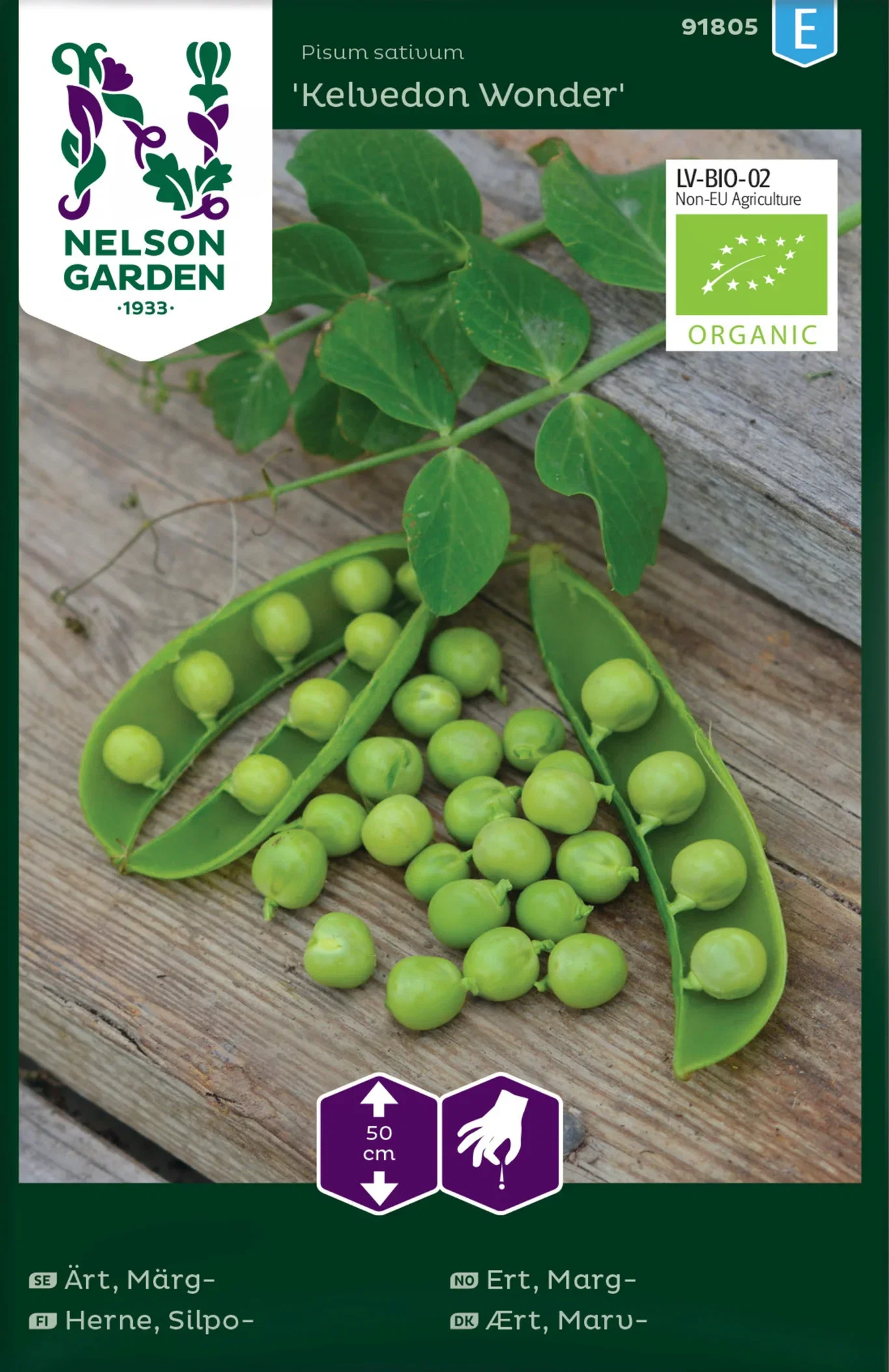 Ärt, Märg-, Kelvedon Wonder, Organic