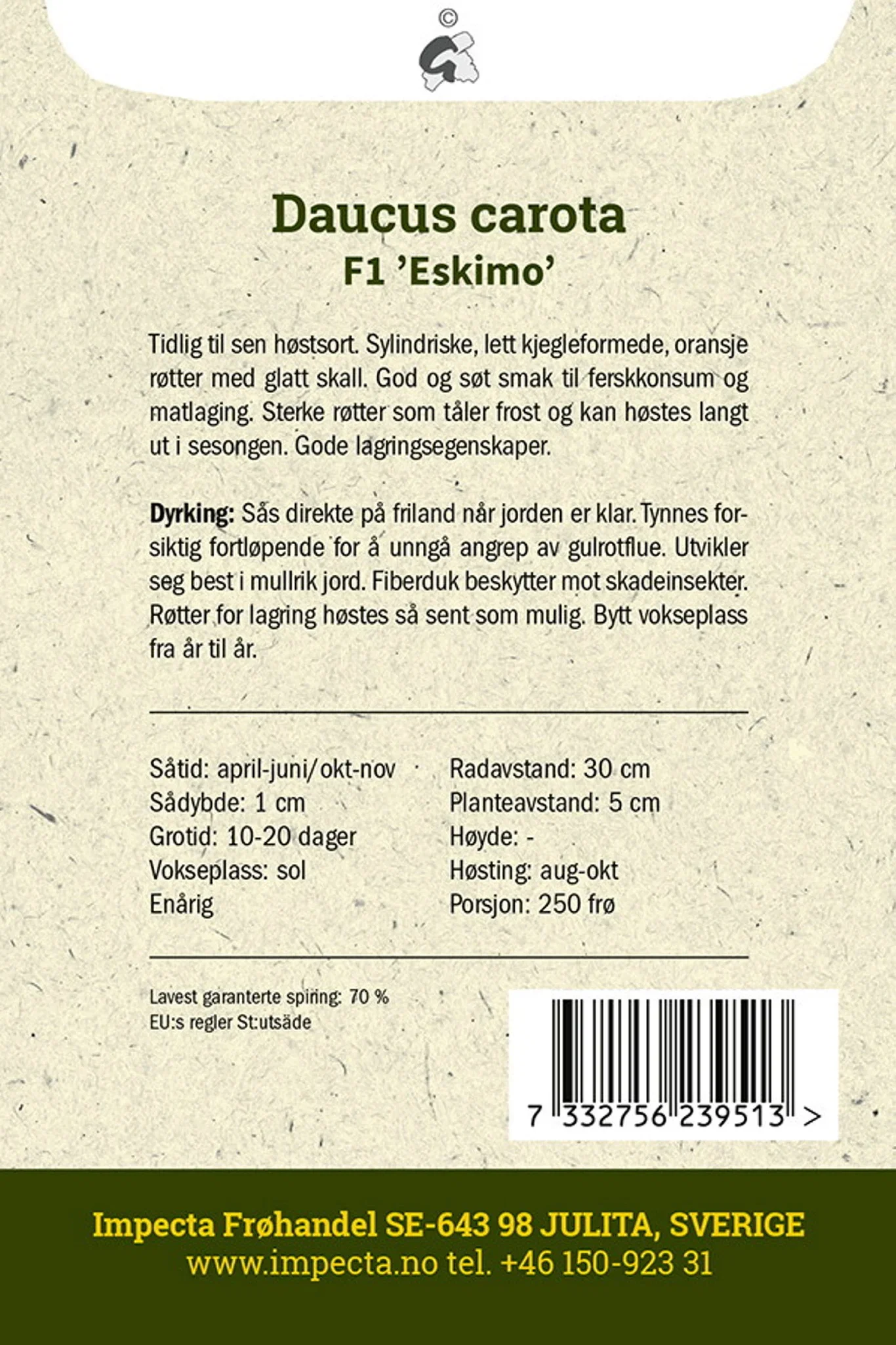 Høstgulrot F1 'Eskimo'