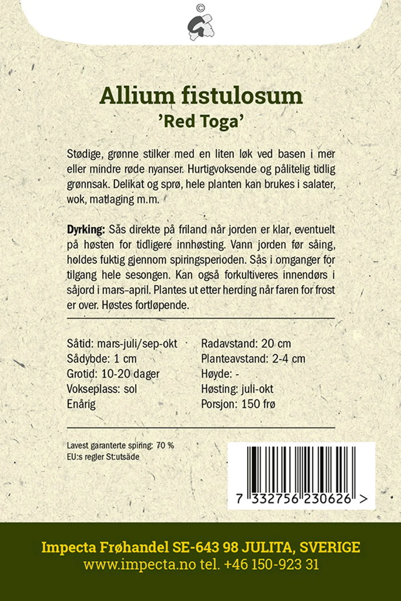 Rød Vårløk 'Red Toga'