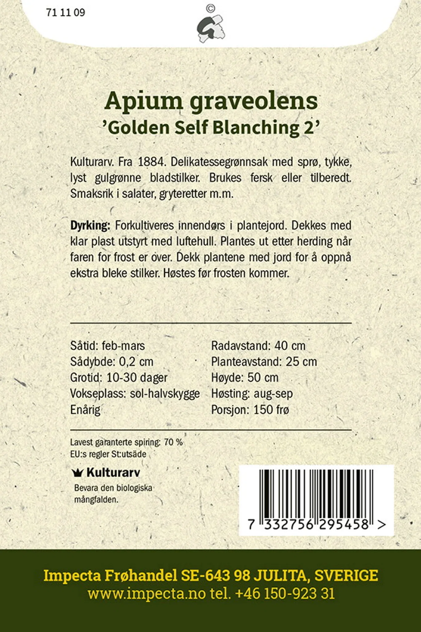 Selleri 'Golden Self Blanching 2'