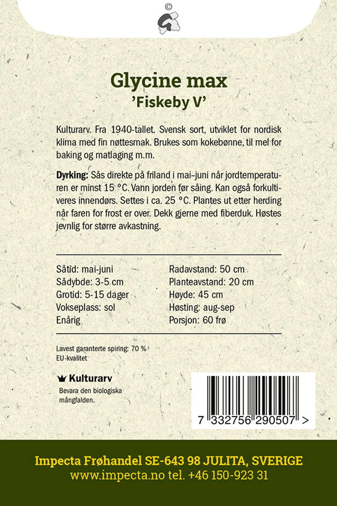 Soyabønne 'Fiskeby V'