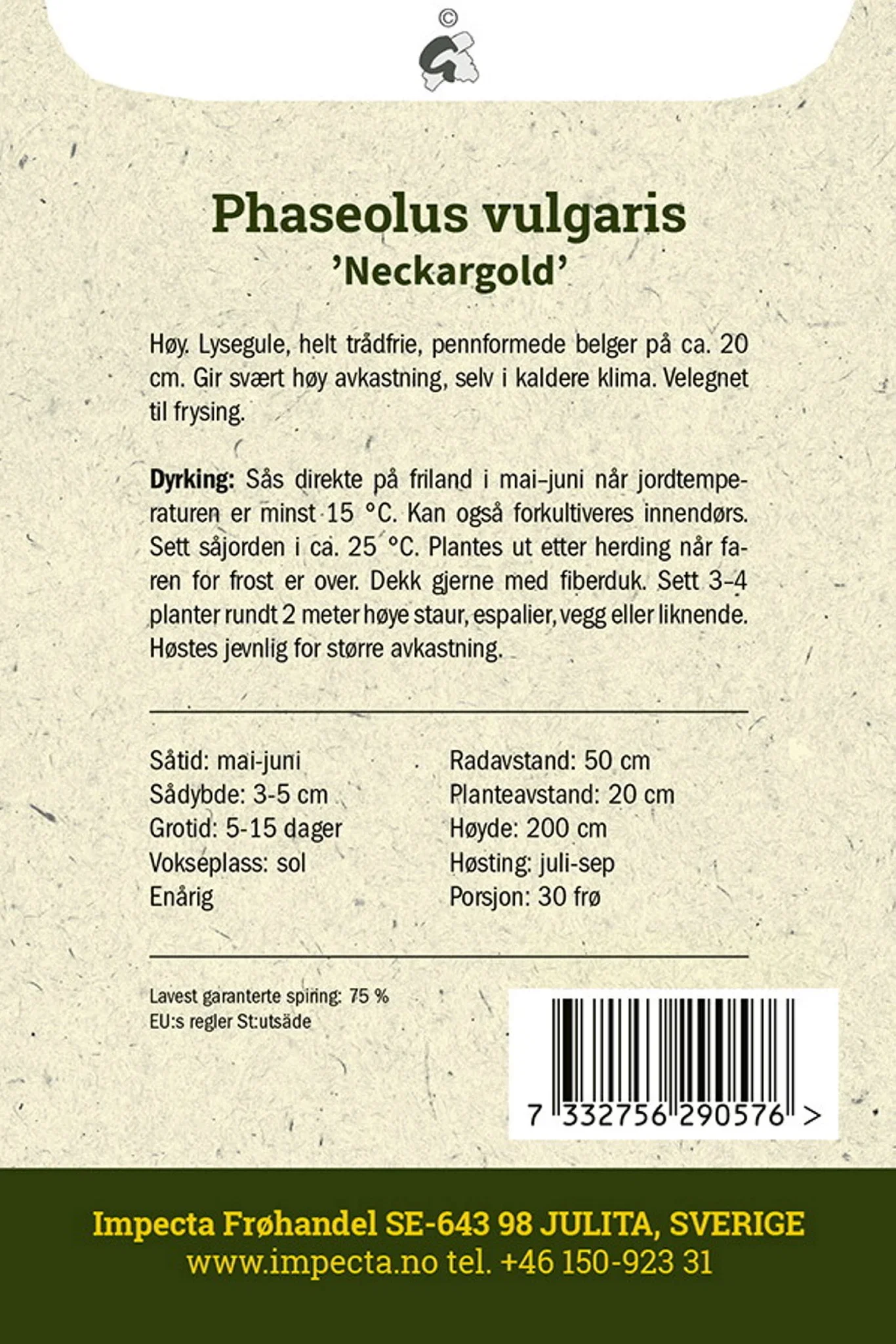 Stangvoksbønne 'Neckargold'