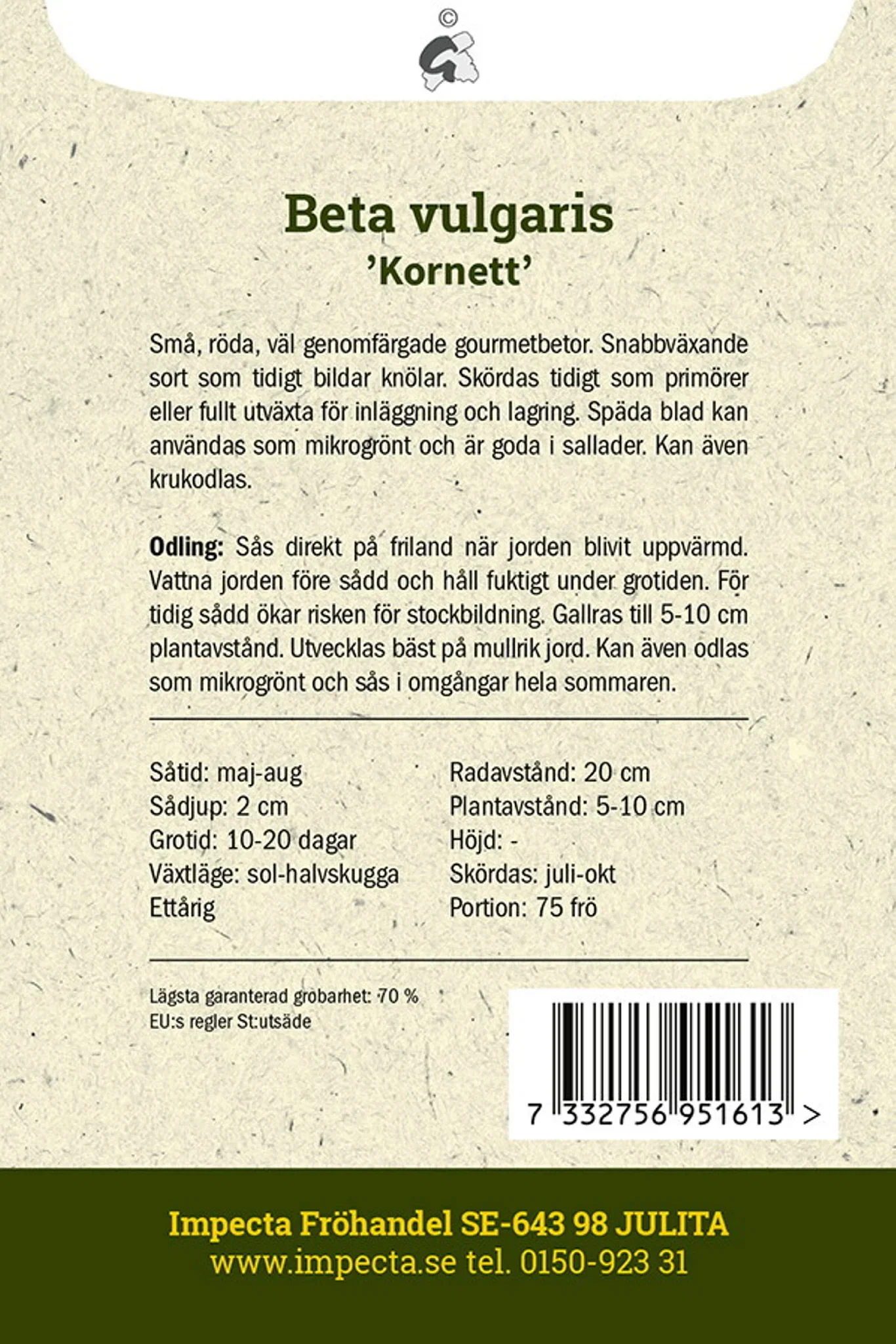 Rödbeta 'Kornett'