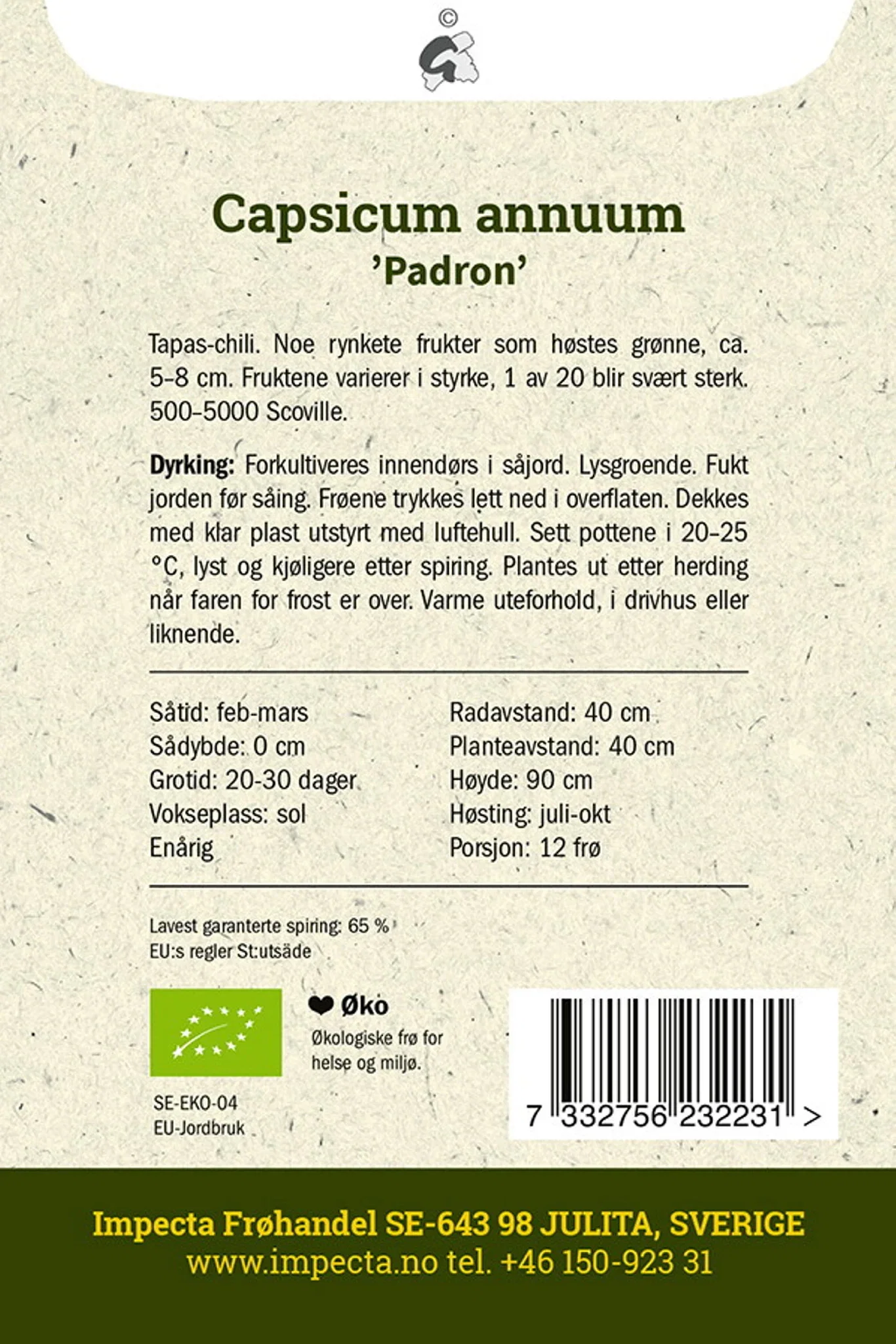 Chilipeppar 'Padron'