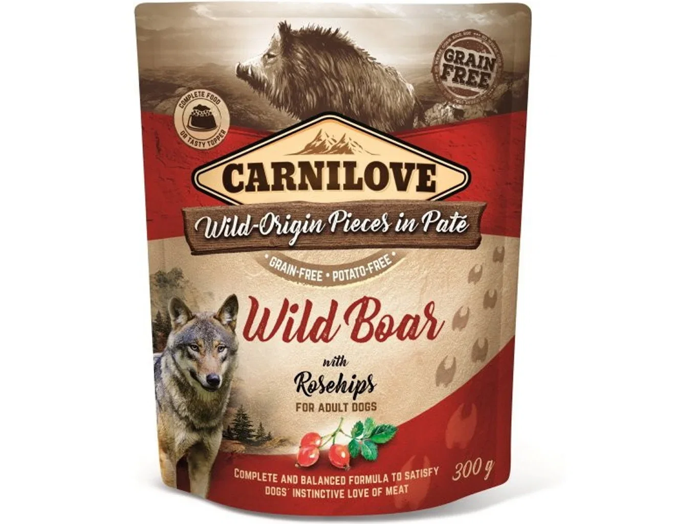 Carnilove Dog Pouch Paté Wild Boar with Rose 300 g