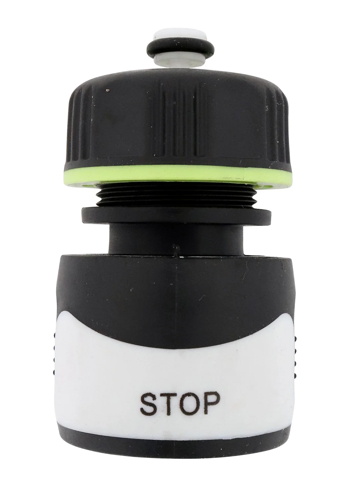 Hose connector w/stop