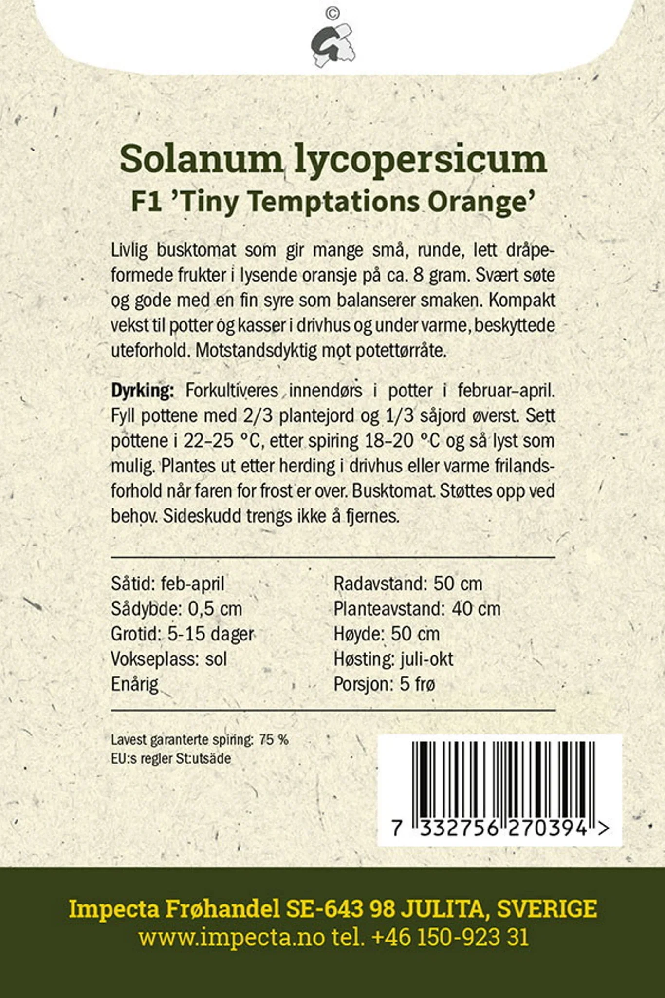 Cherrytomat F1 'Tiny Temptations Orange'