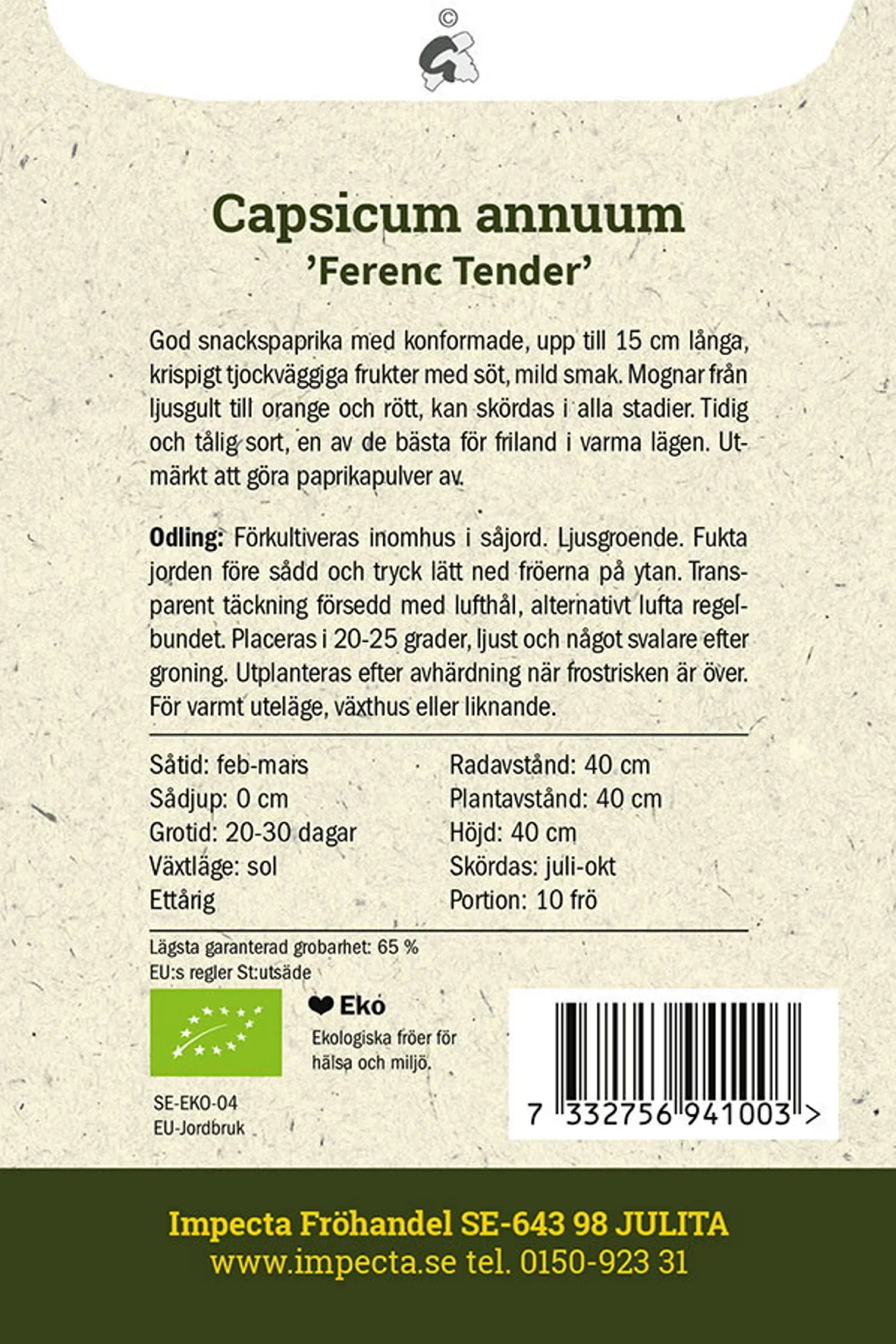 Paprika 'Ferenc Tender'