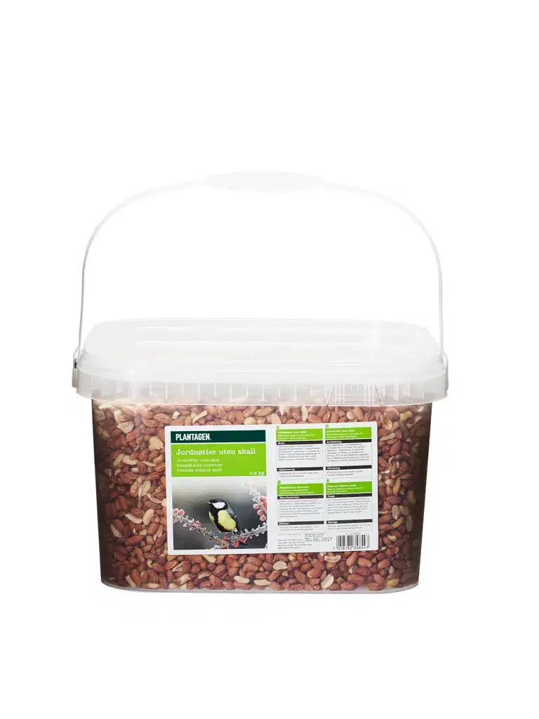Fuglemat jordnøtter i spann