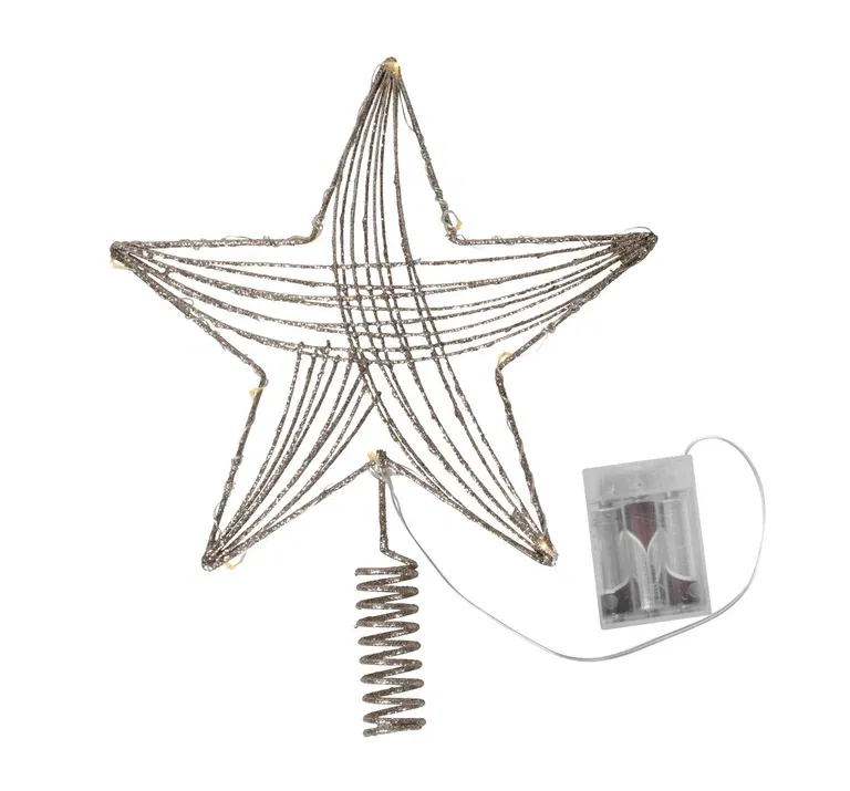 Toppstjerne til juletre, med lys