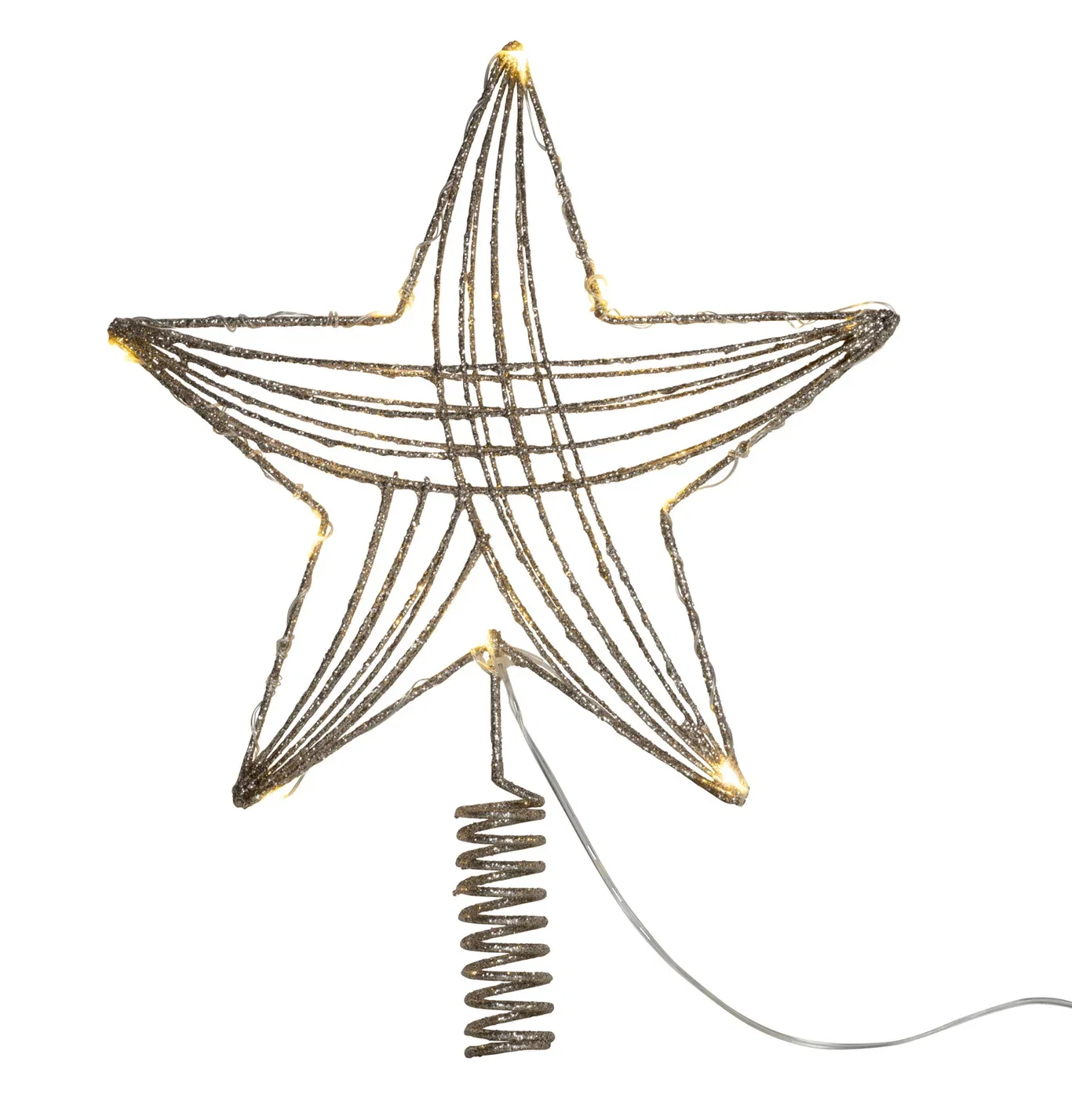 Toppstjerne til juletre, med lys