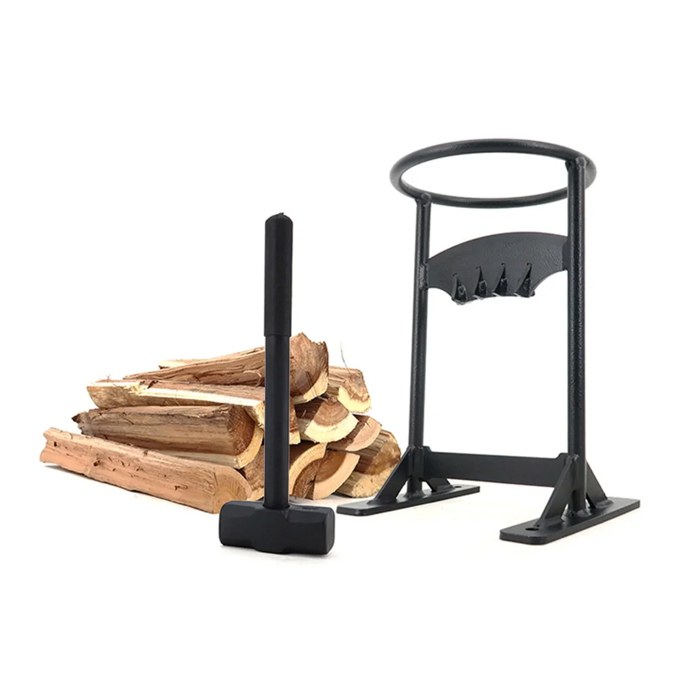 Log Splitter with Hammer, Height 31 cm, Black