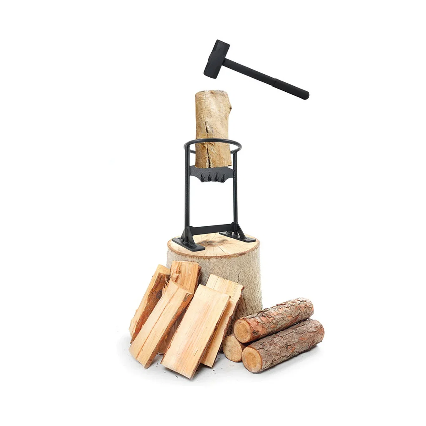 Log Splitter with Hammer, Height 31 cm, Black